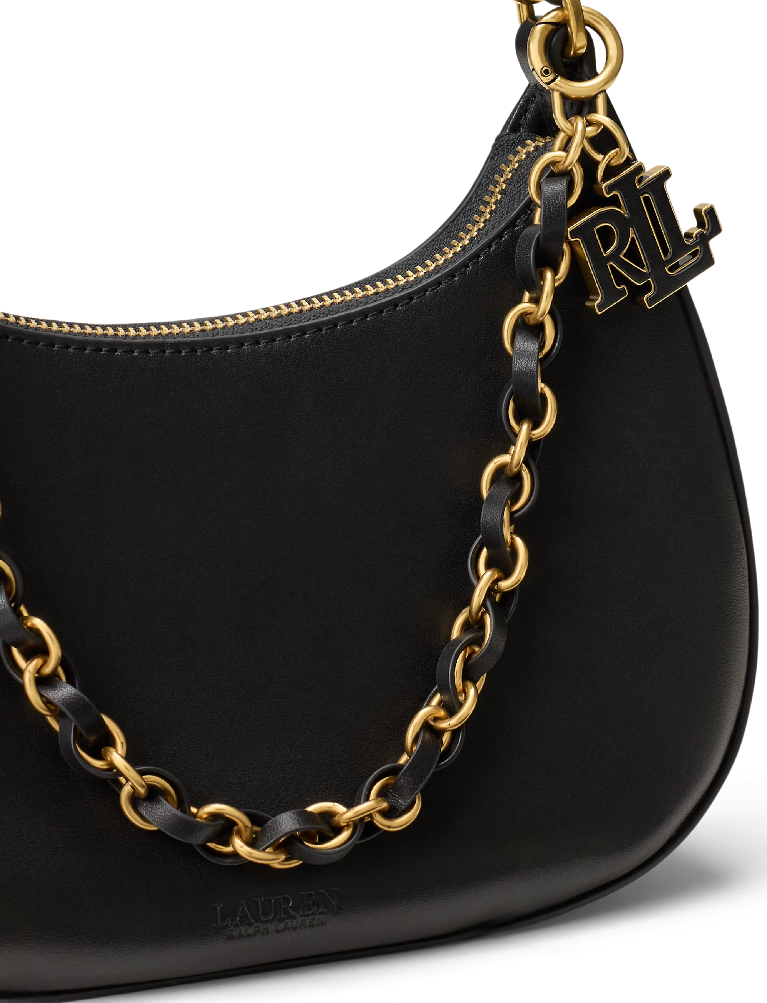 Lauren Ralph Lauren - Leather Medium Marcy Zip Shoulder Bag - alltags-style - black - 5