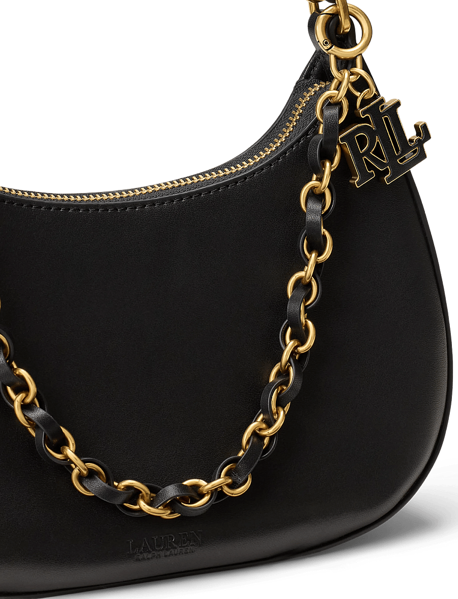 Lauren Ralph Lauren - Leather Medium Marcy Zip Shoulder Bag - alltags-style - black - 5