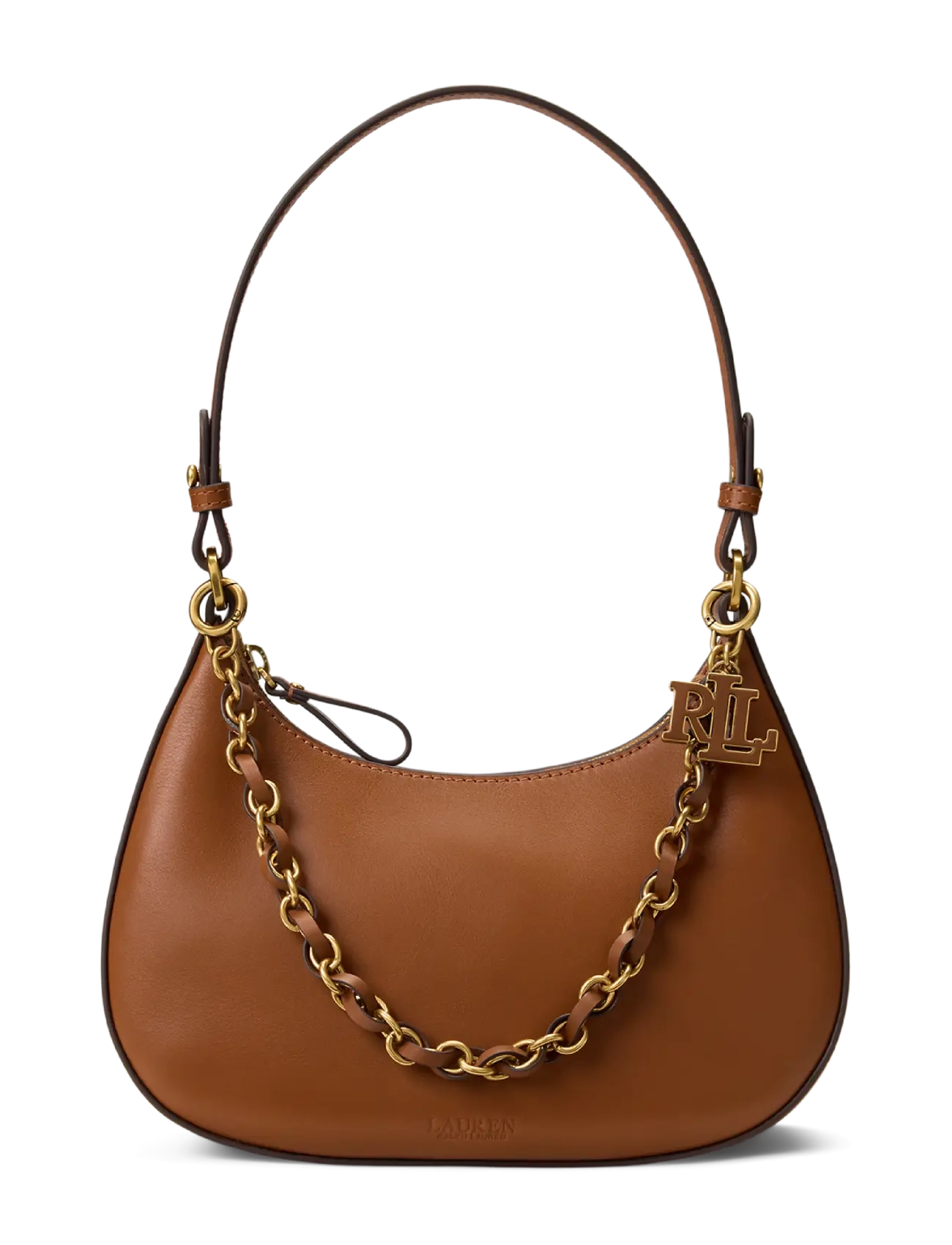 Lauren Ralph Lauren Leather Medium Marcy Zip Shoulder Bag - Autumn/Winter 2026 - LAUREN TAN / brown