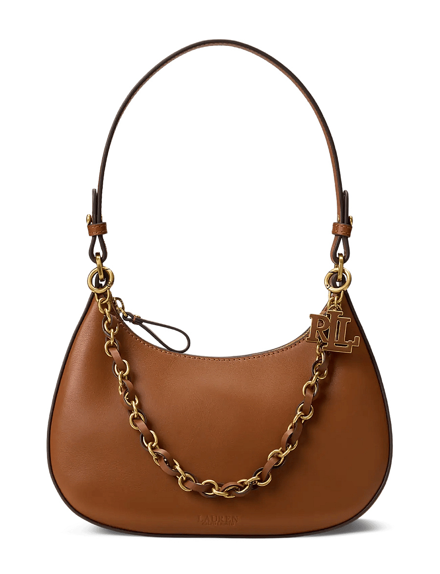 Lauren Ralph Lauren - Leather Medium Marcy Zip Shoulder Bag - alltags-style - lauren tan - 0