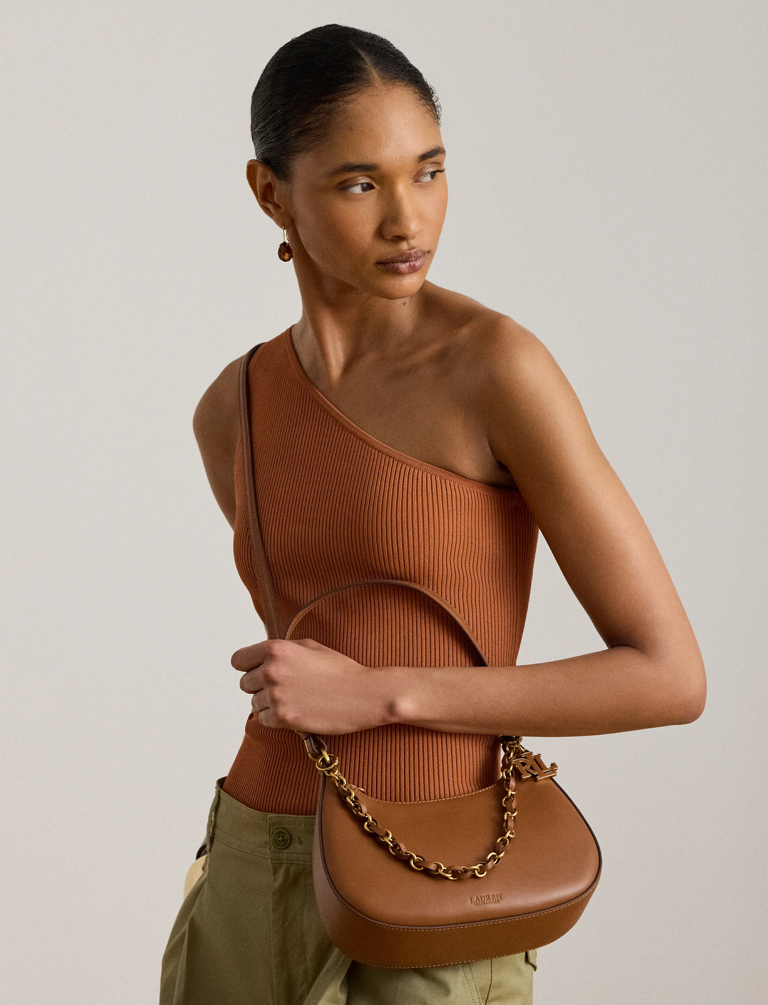 Lauren Ralph Lauren - Leather Medium Marcy Zip Shoulder Bag - igapäevane stiil - lauren tan - 3