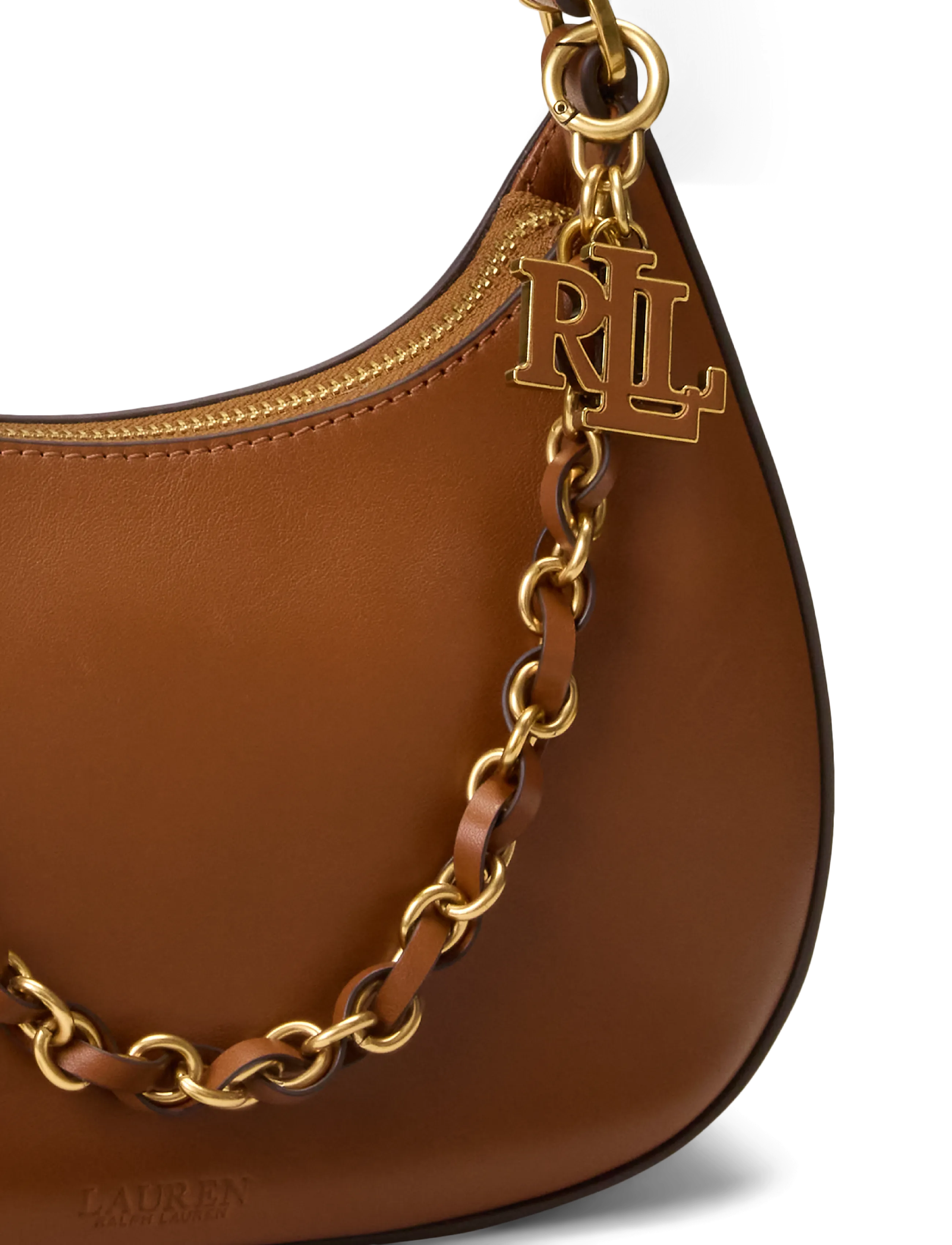 Lauren Ralph Lauren - Leather Medium Marcy Zip Shoulder Bag - igapäevane stiil - lauren tan - 4