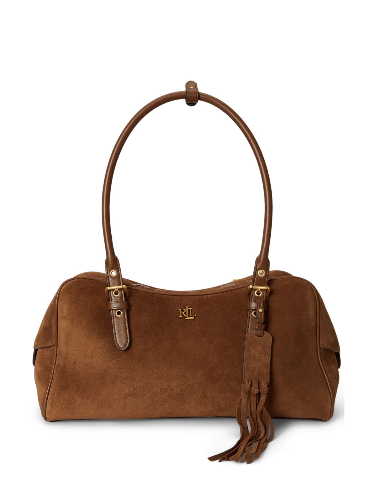 Lauren Ralph Lauren Suede Large Marcy Zip Satchel - Tasker - LIGHT TOBACCO/LIG / brown
