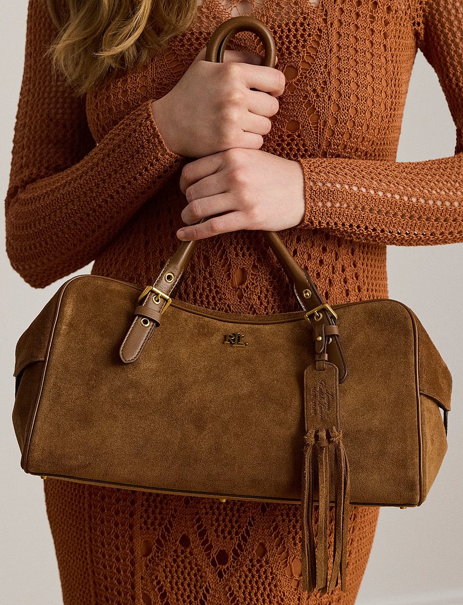 Lauren Ralph Lauren - Suede Large Marcy Zip Satchel - besondere anlässe - light tobacco/lig - 4