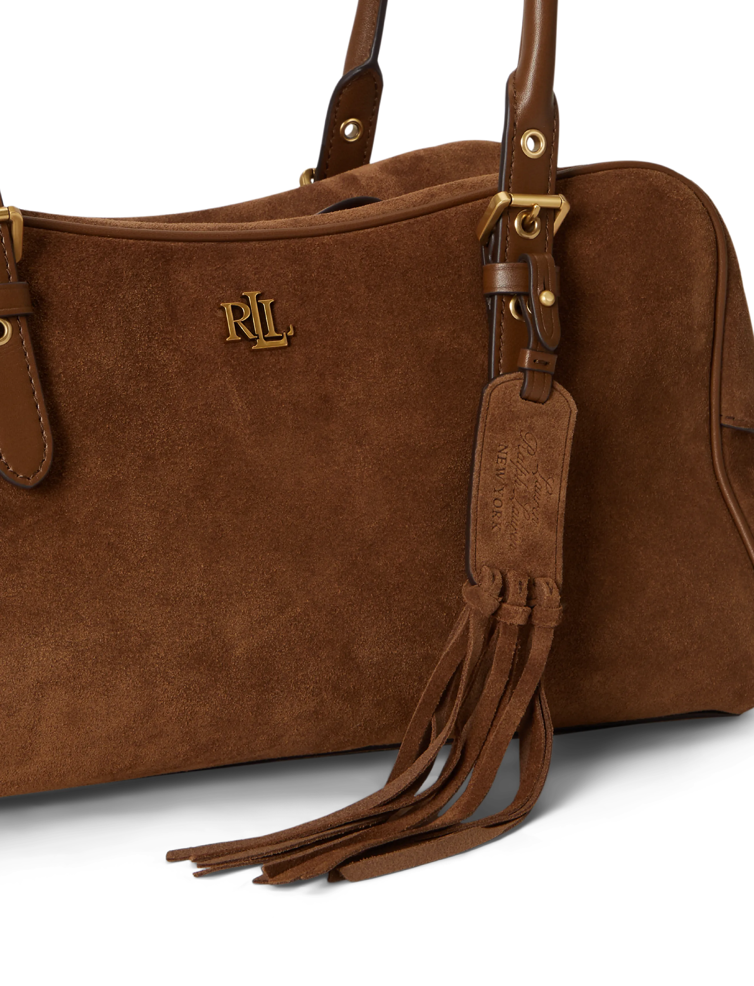 Lauren Ralph Lauren - Suede Large Marcy Zip Satchel - besondere anlässe - light tobacco/lig - 5