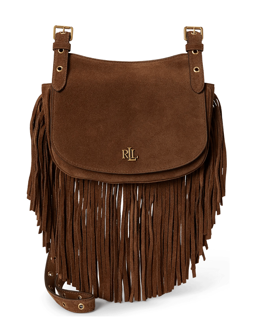 Lauren Ralph Lauren - Fringe-Trim Medium Marcy Crossbody Bag - crossbody bags - light tobacco/lig - 0