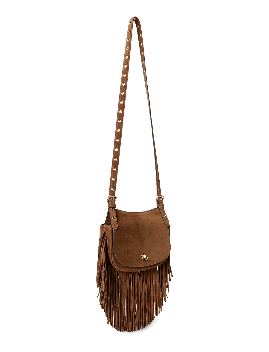 Lauren Ralph Lauren - Fringe-Trim Medium Marcy Crossbody Bag - crossbody bags - light tobacco/lig - 2