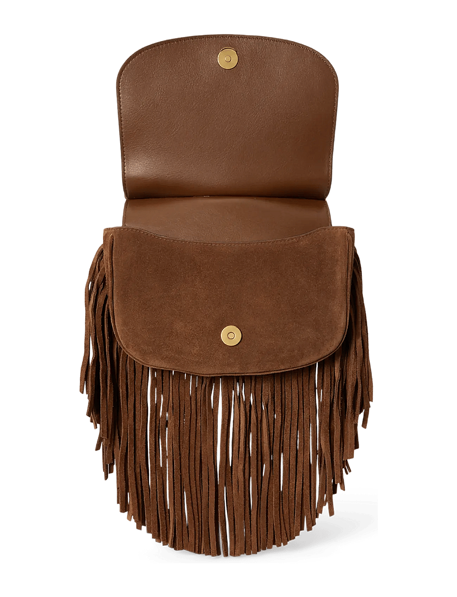 Lauren Ralph Lauren - Fringe-Trim Medium Marcy Crossbody Bag - crossbody bags - light tobacco/lig - 3