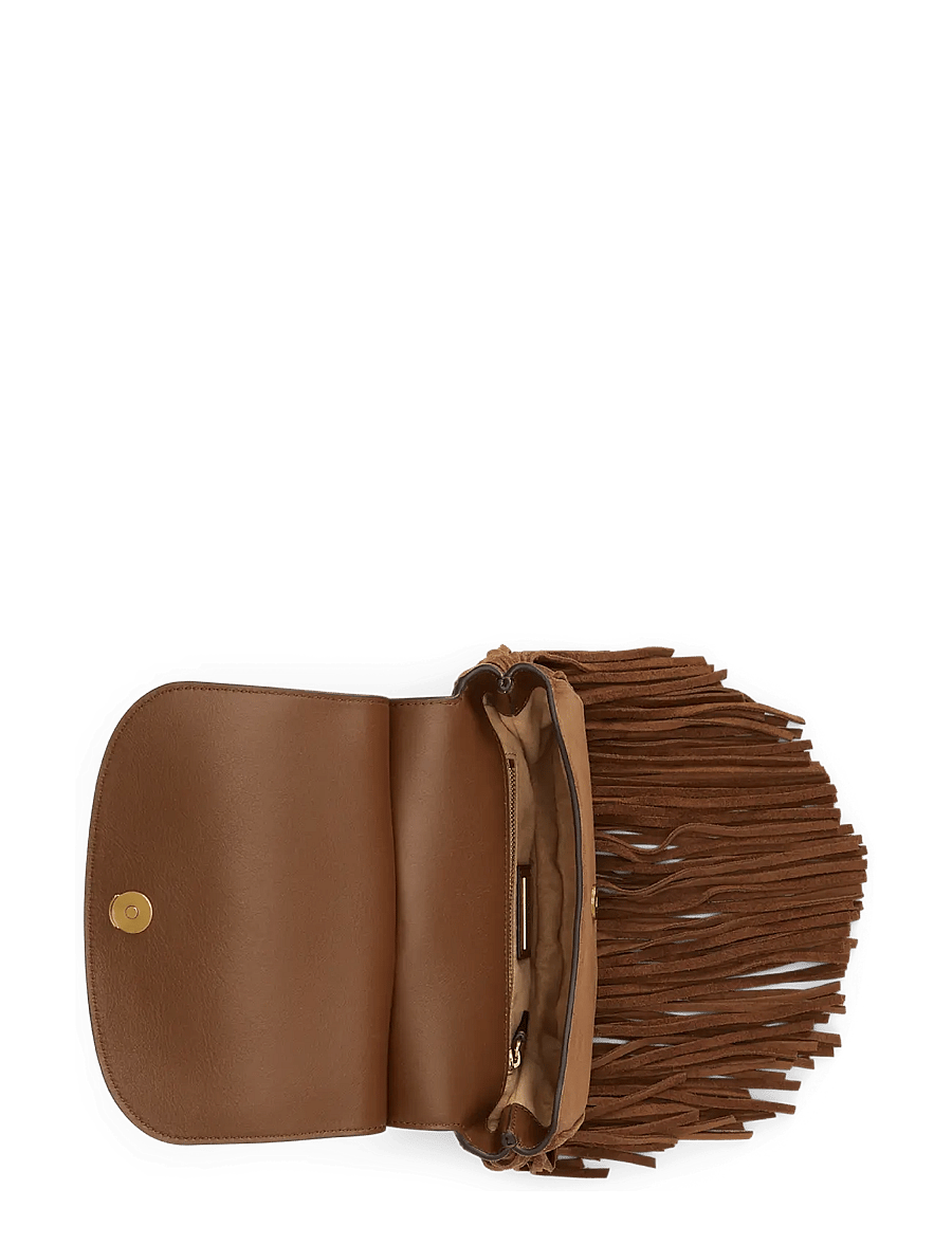 Lauren Ralph Lauren - Fringe-Trim Medium Marcy Crossbody Bag - crossbody bags - light tobacco/lig - 4