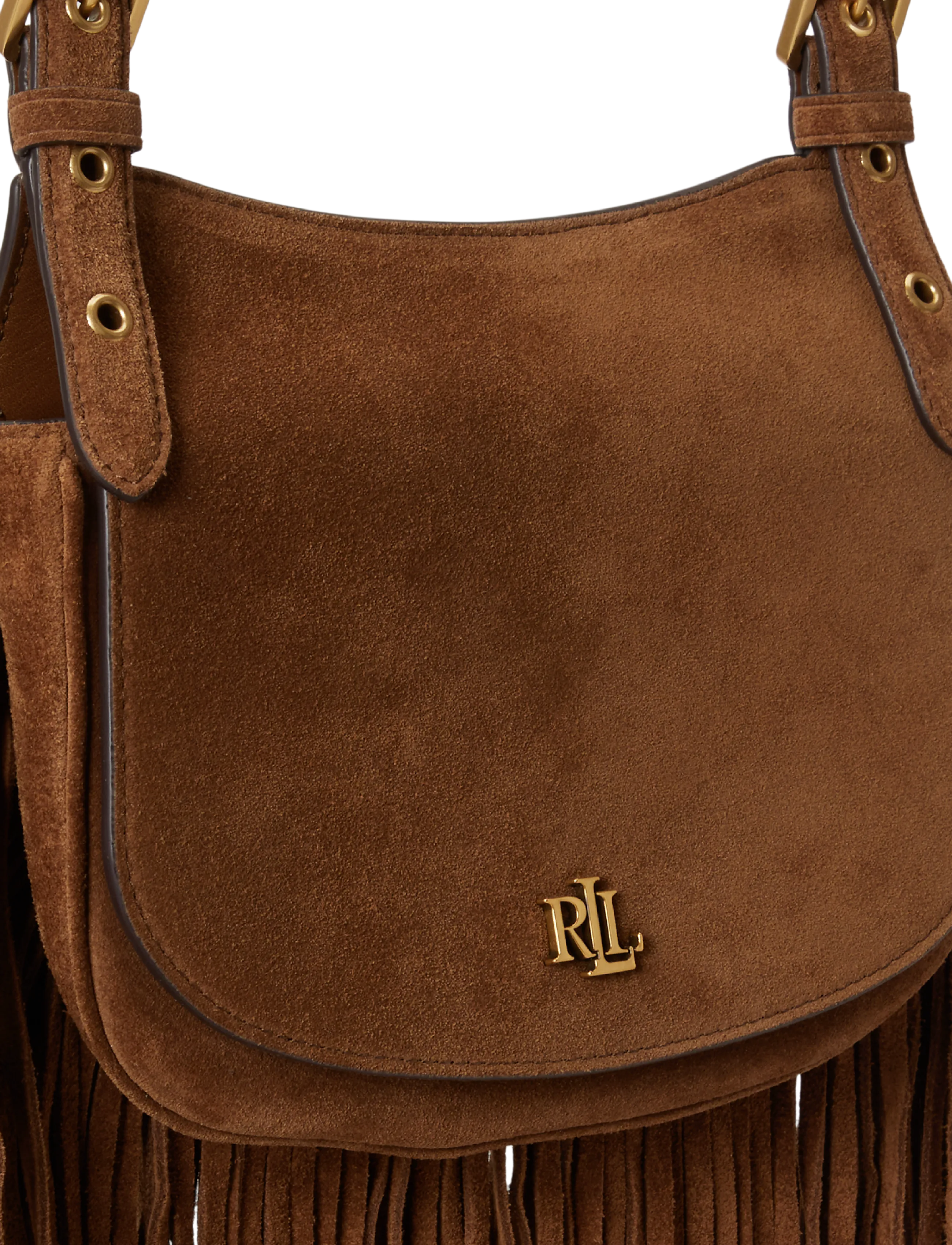 Lauren Ralph Lauren - Fringe-Trim Medium Marcy Crossbody Bag - crossbody bags - light tobacco/lig - 5