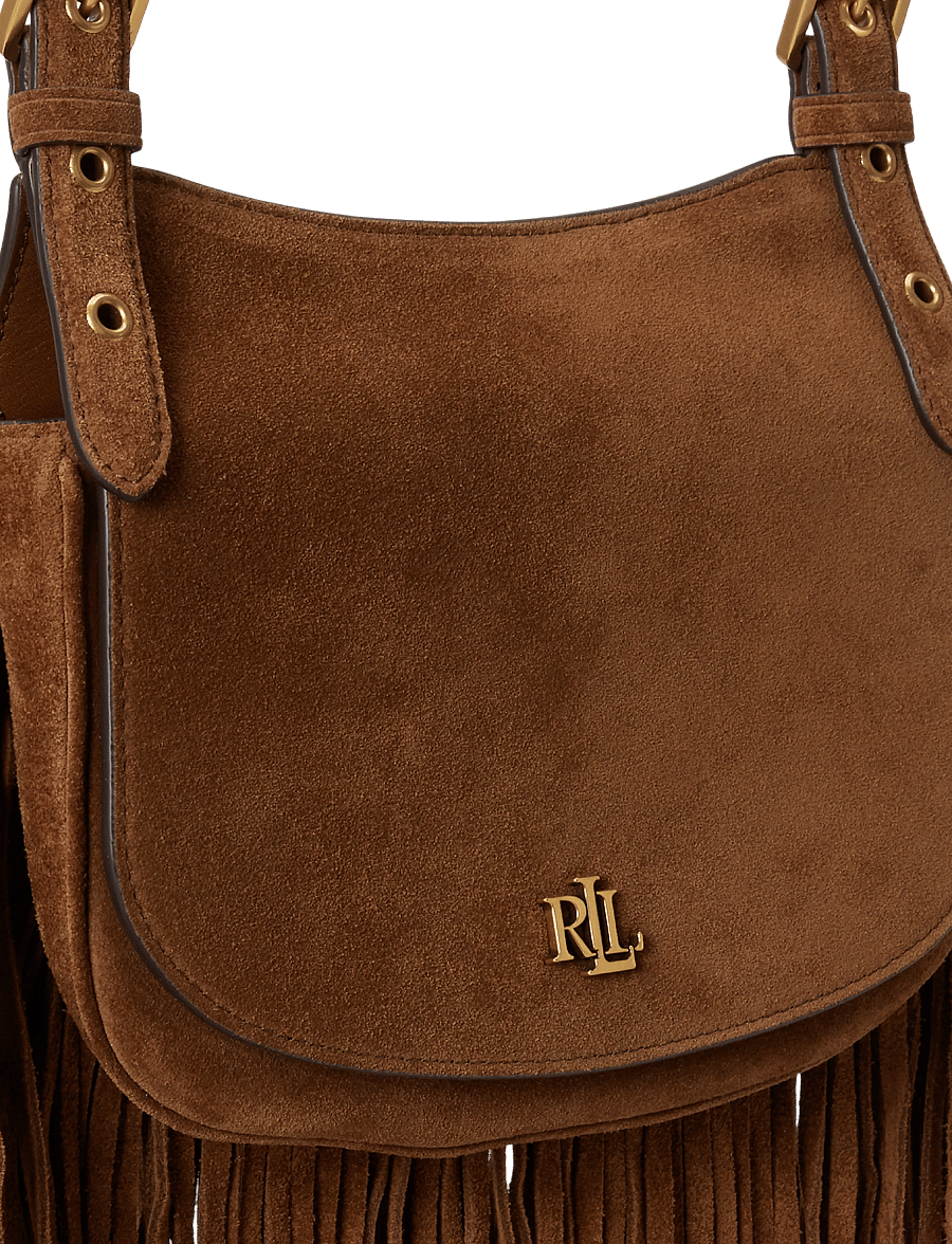 Lauren Ralph Lauren - Fringe-Trim Medium Marcy Crossbody Bag - crossbody bags - light tobacco/lig - 5