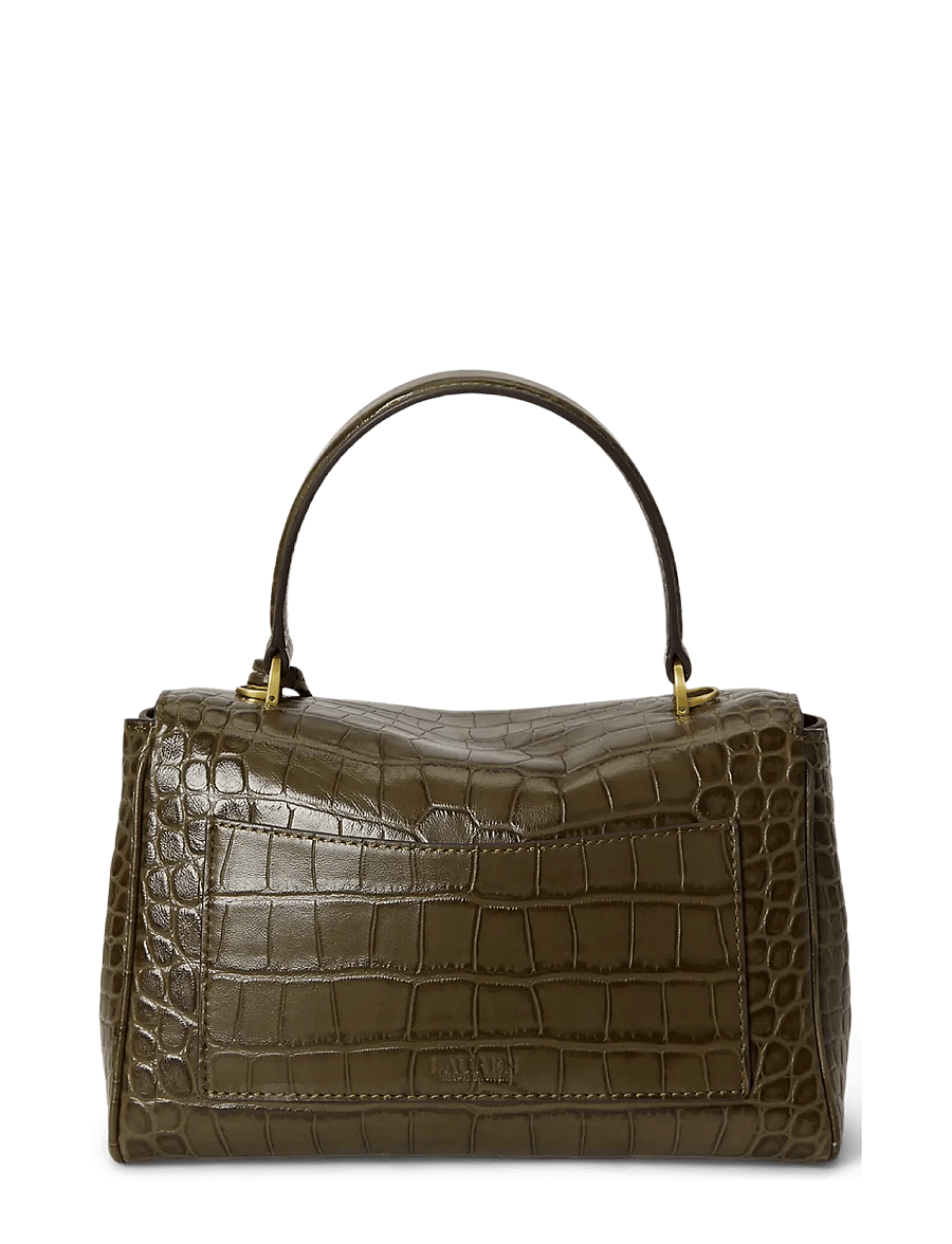 Lauren Ralph Lauren - Croc-Embossed Small Farrah Soft Satchel - umhängetaschen - botanic green - 1