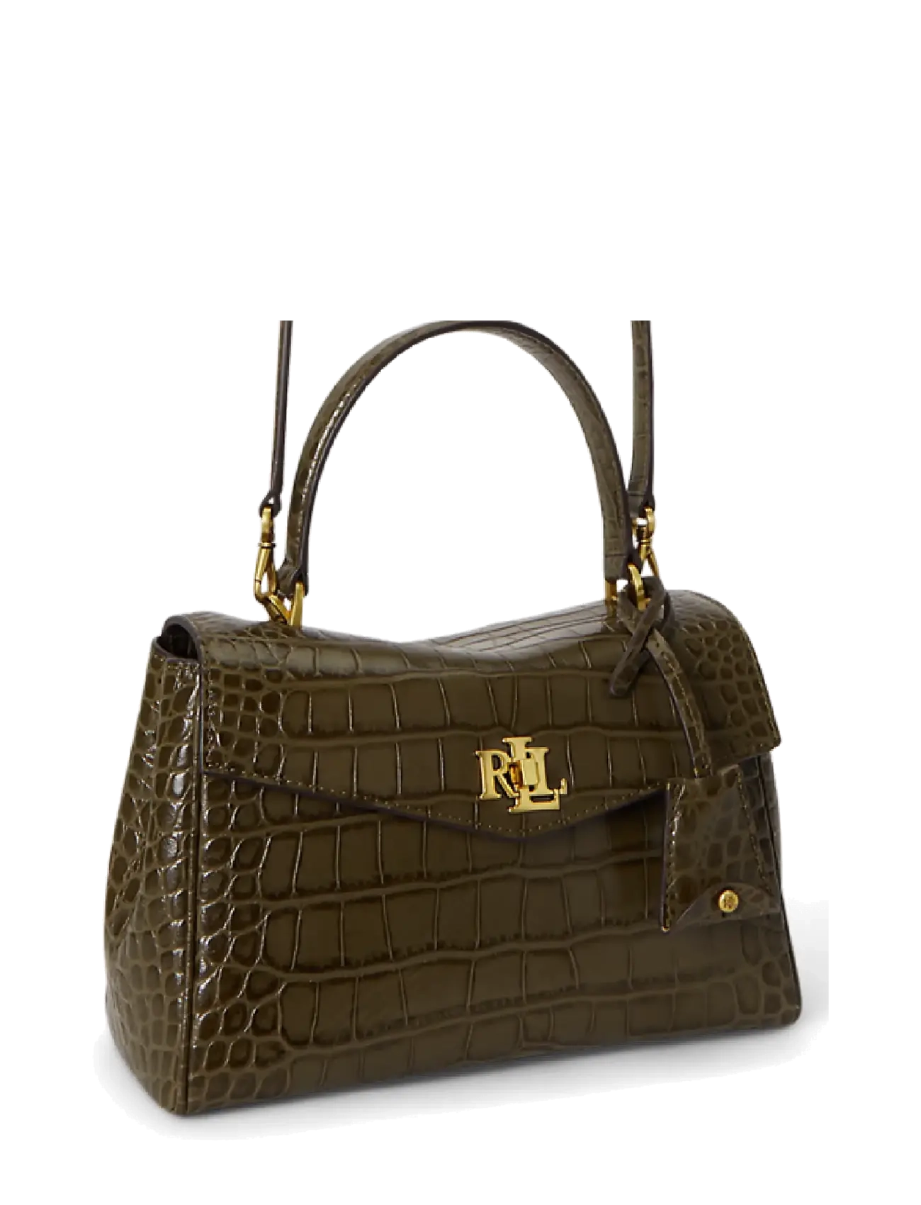 Lauren Ralph Lauren - Croc-Embossed Small Farrah Soft Satchel - umhängetaschen - botanic green - 2