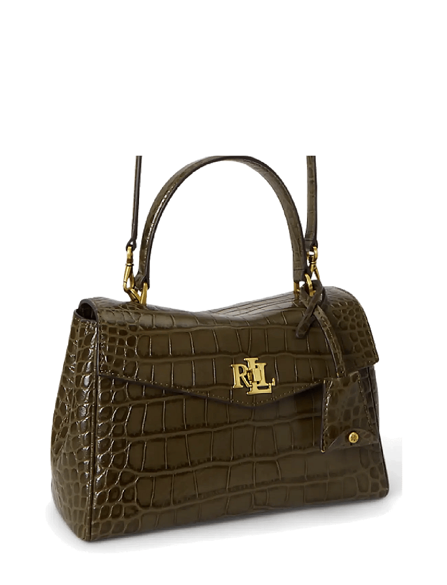 Lauren Ralph Lauren - Croc-Embossed Small Farrah Soft Satchel - umhängetaschen - botanic green - 2
