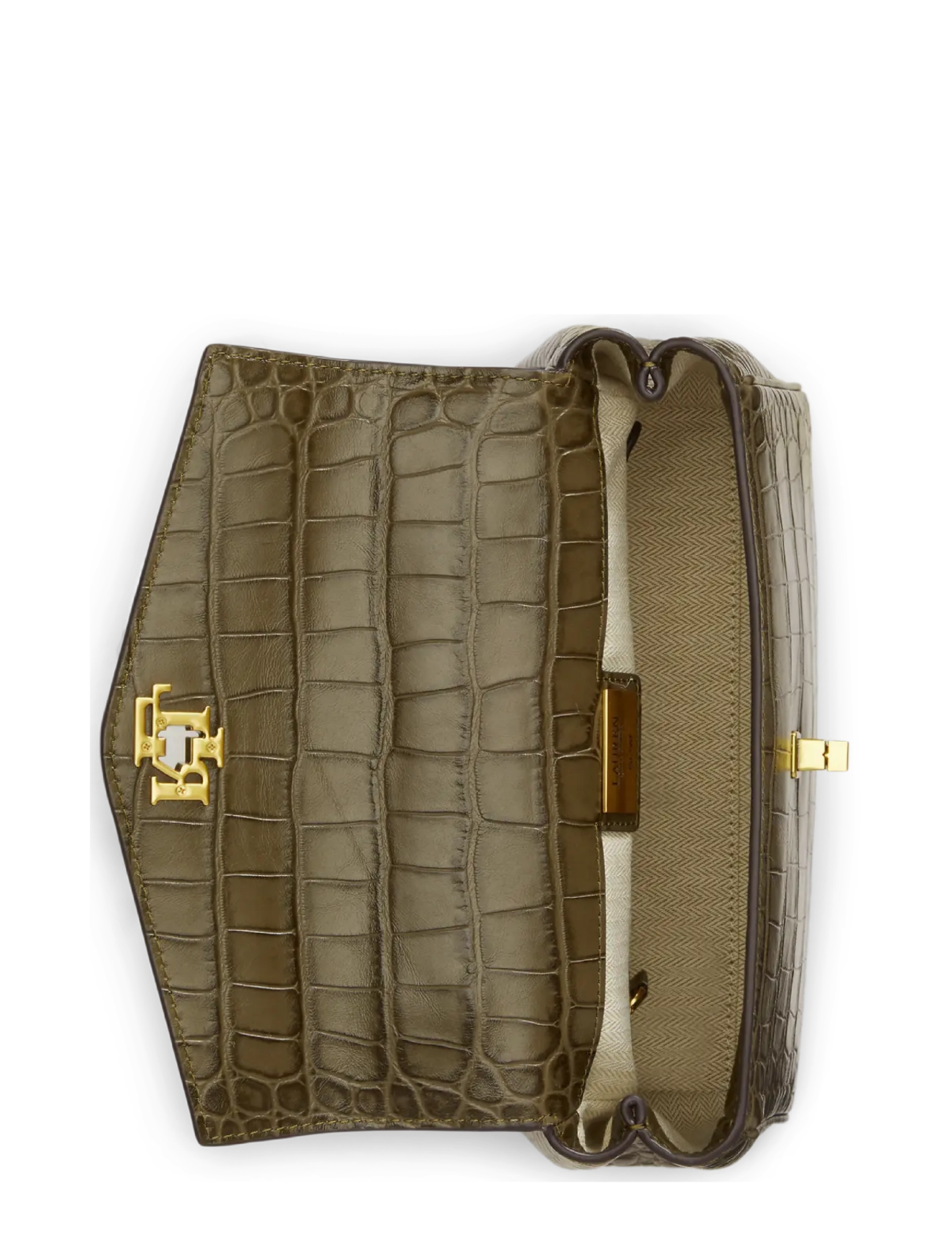 Lauren Ralph Lauren - Croc-Embossed Small Farrah Soft Satchel - umhängetaschen - botanic green - 3
