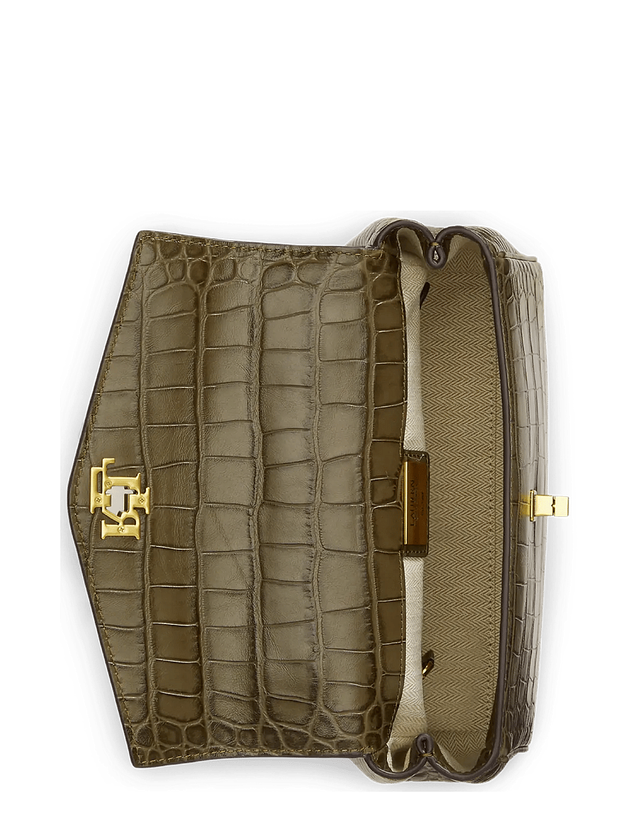 Lauren Ralph Lauren - Croc-Embossed Small Farrah Soft Satchel - umhängetaschen - botanic green - 3