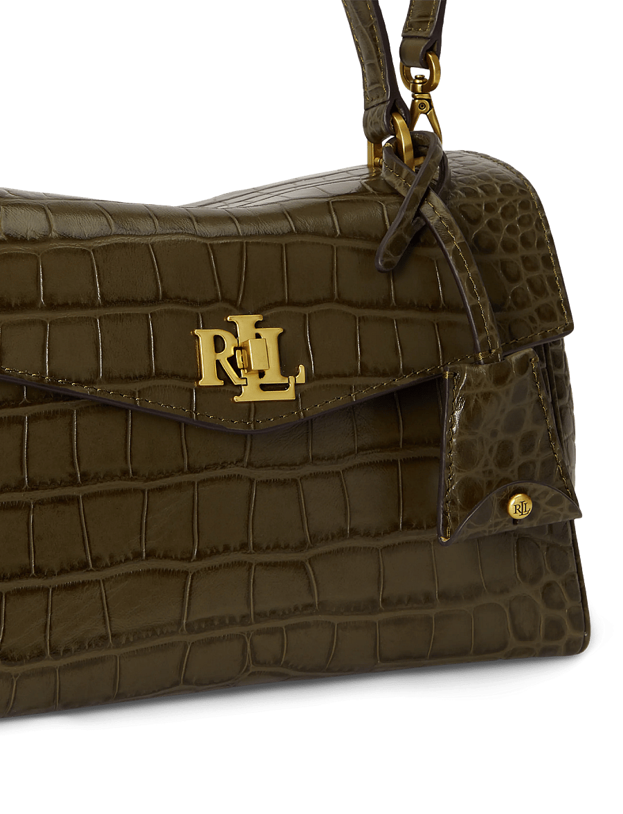 Lauren Ralph Lauren - Croc-Embossed Small Farrah Soft Satchel - umhängetaschen - botanic green - 4