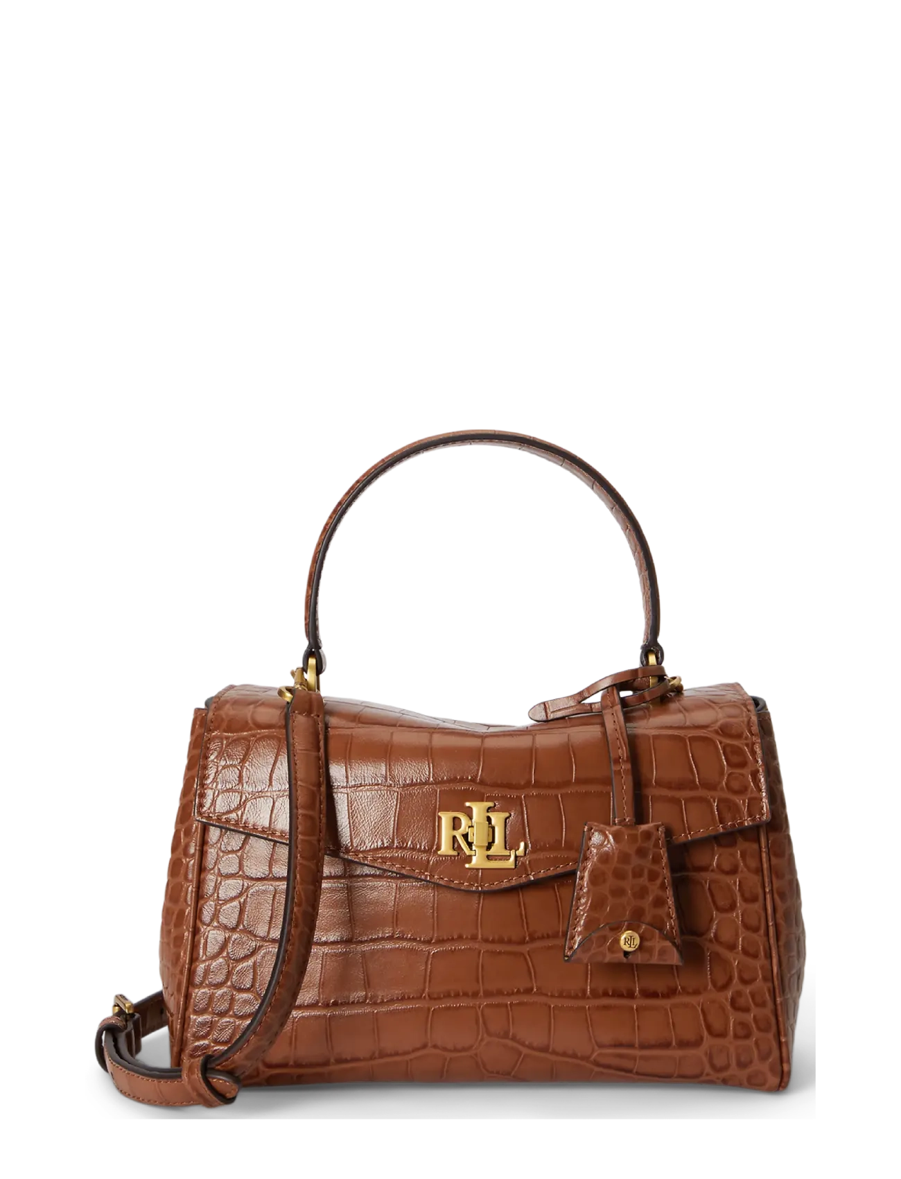Lauren Ralph Croc-Embossed Small Farrah Soft Satchel, One Size, Bags, Braun - Top Handle Frauen