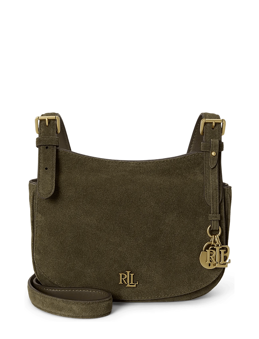 Lauren Ralph Lauren - Suede Medium Marcy Crossbody Bag - crossbody bags - botanic green/bot - 0