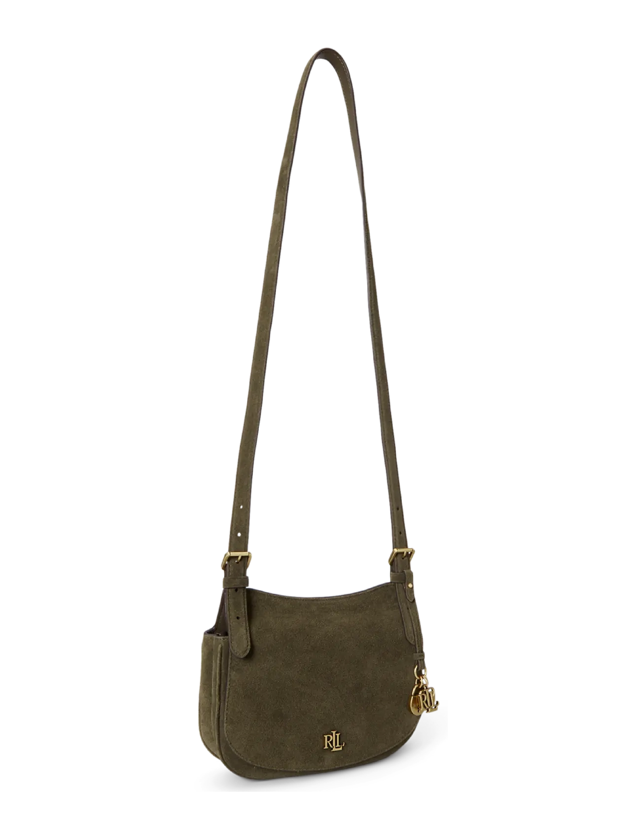 Lauren Ralph Lauren - Suede Medium Marcy Crossbody Bag - crossbody bags - botanic green/bot - 2