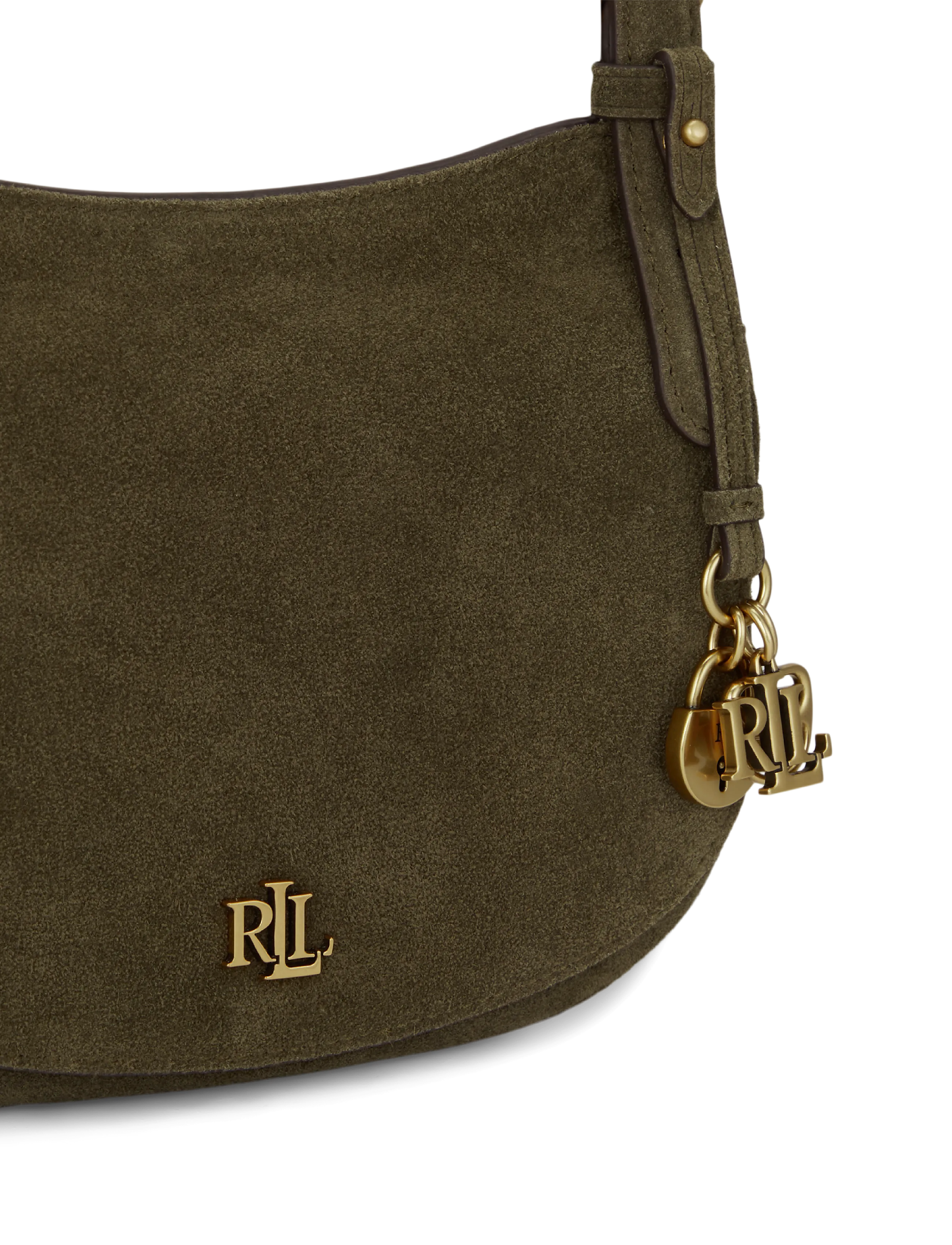 Lauren Ralph Lauren - Suede Medium Marcy Crossbody Bag - crossbody bags - botanic green/bot - 4