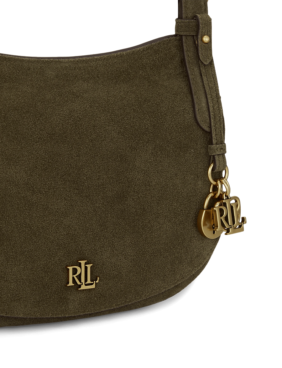 Lauren Ralph Lauren - Suede Medium Marcy Crossbody Bag - crossbody bags - botanic green/bot - 4