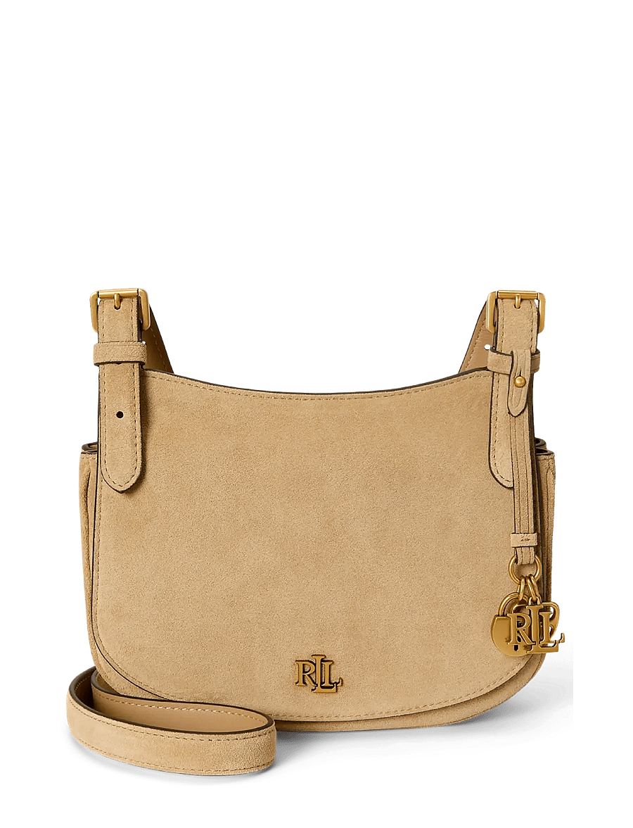 Lauren Ralph Lauren - Suede Medium Marcy Crossbody Bag - umhängetaschen - tan/tan - 1