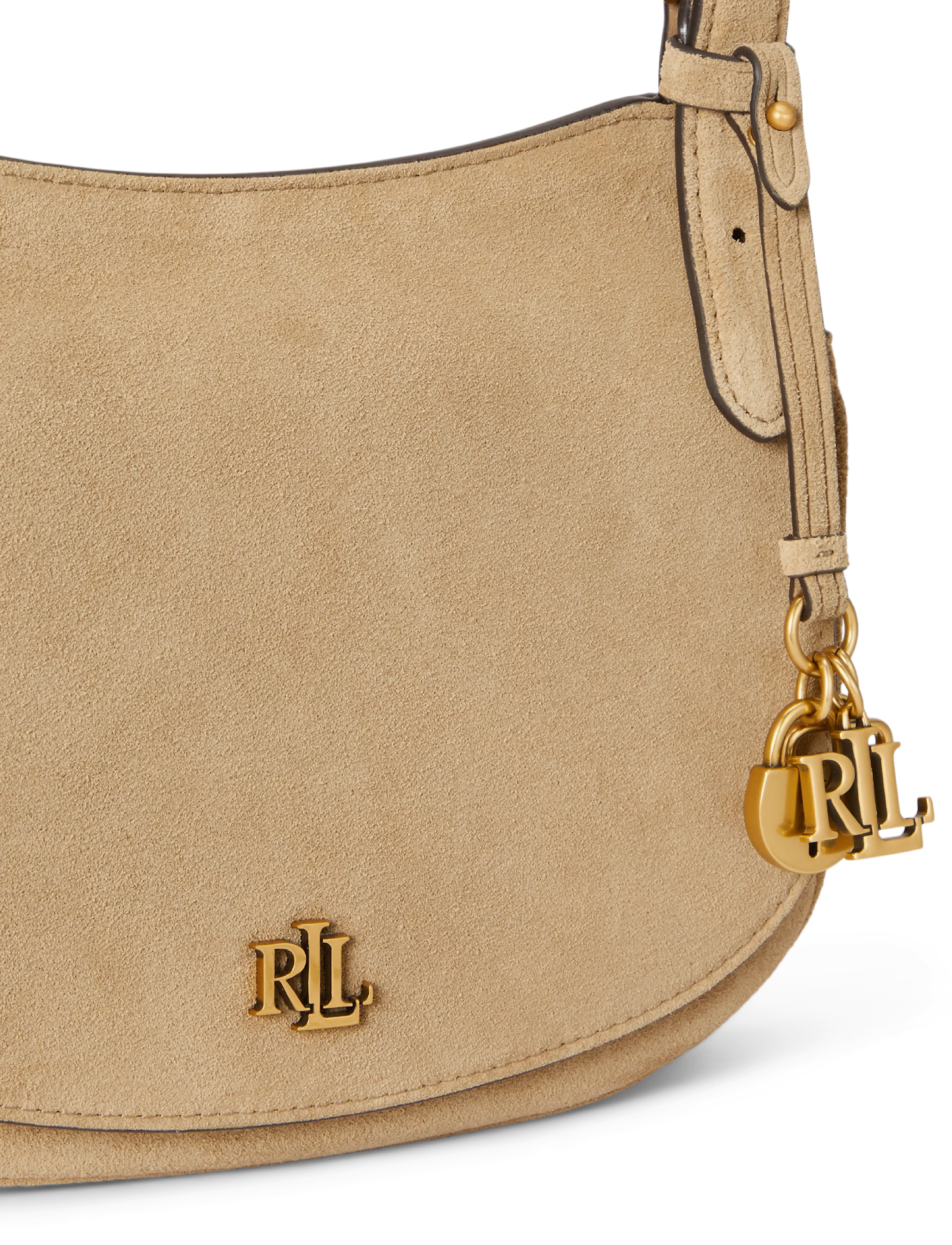 Lauren Ralph Lauren - Suede Medium Marcy Crossbody Bag - crossbody bags - tan/tan - 5
