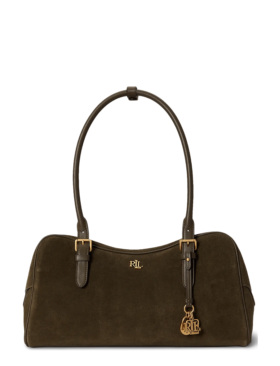 Lauren Ralph Lauren - Suede Large Marcy Zip Satchel - skuldertasker - botanic green/bot - 0