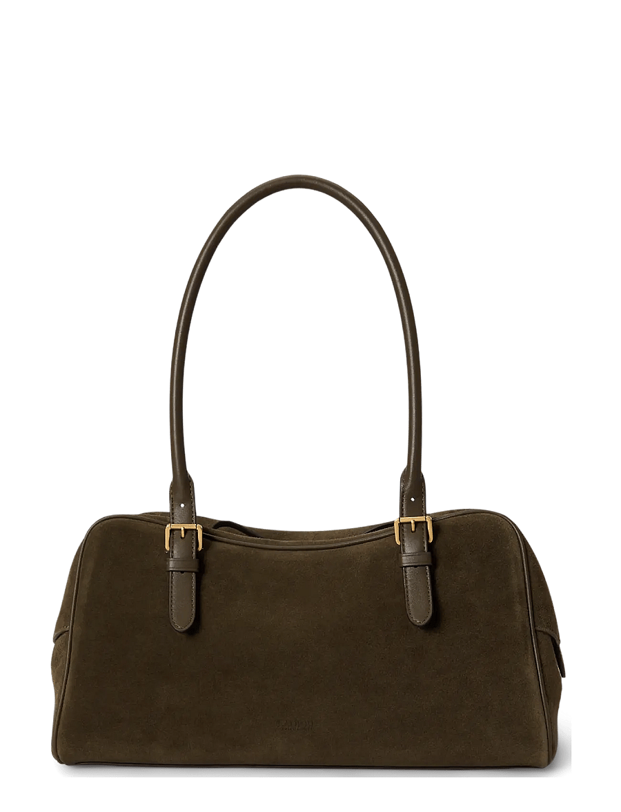 Lauren Ralph Lauren - Suede Large Marcy Zip Satchel - skuldertasker - botanic green/bot - 1