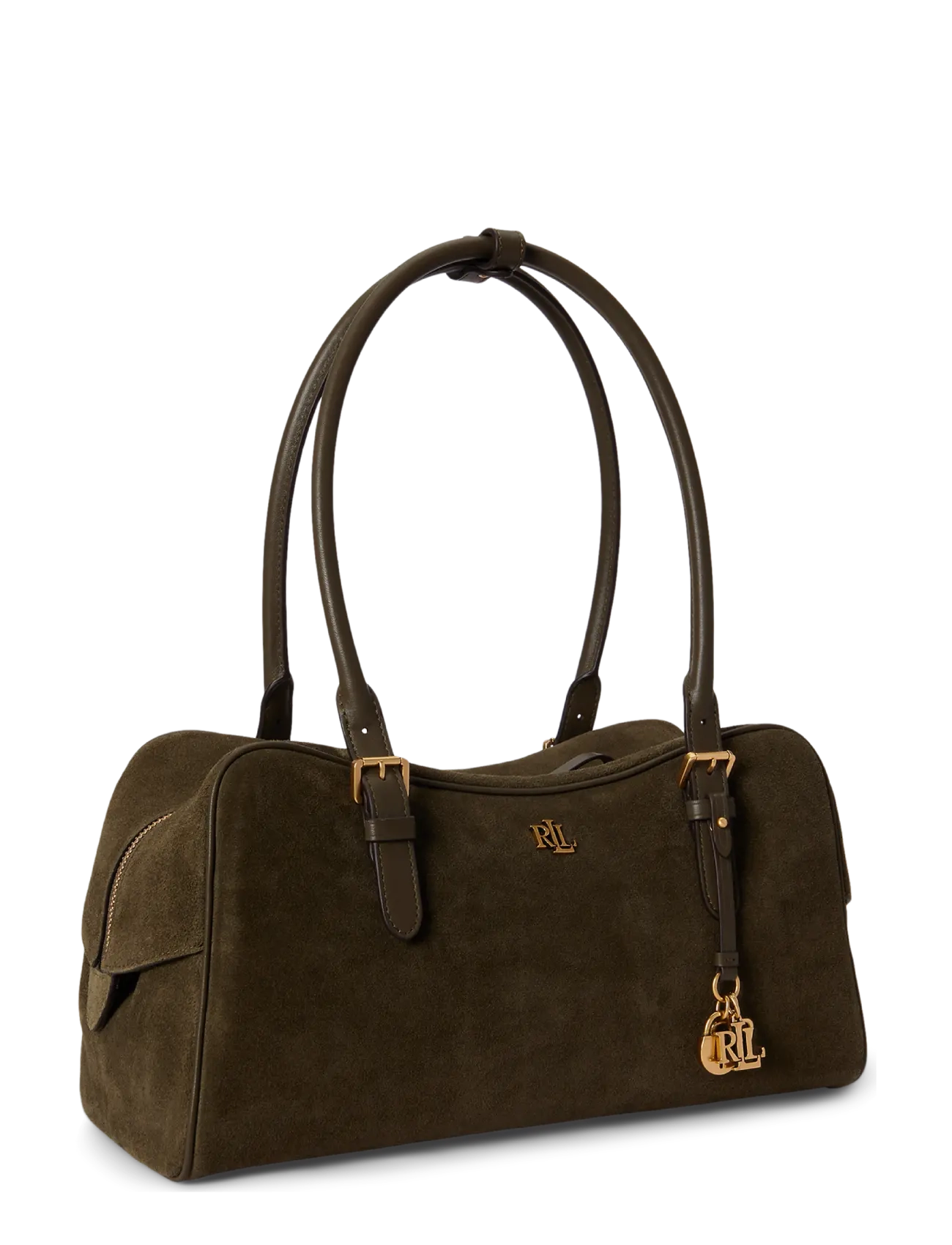 Lauren Ralph Lauren - Suede Large Marcy Zip Satchel - skuldertasker - botanic green/bot - 2