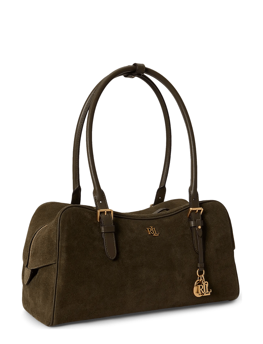 Lauren Ralph Lauren - Suede Large Marcy Zip Satchel - skuldertasker - botanic green/bot - 2