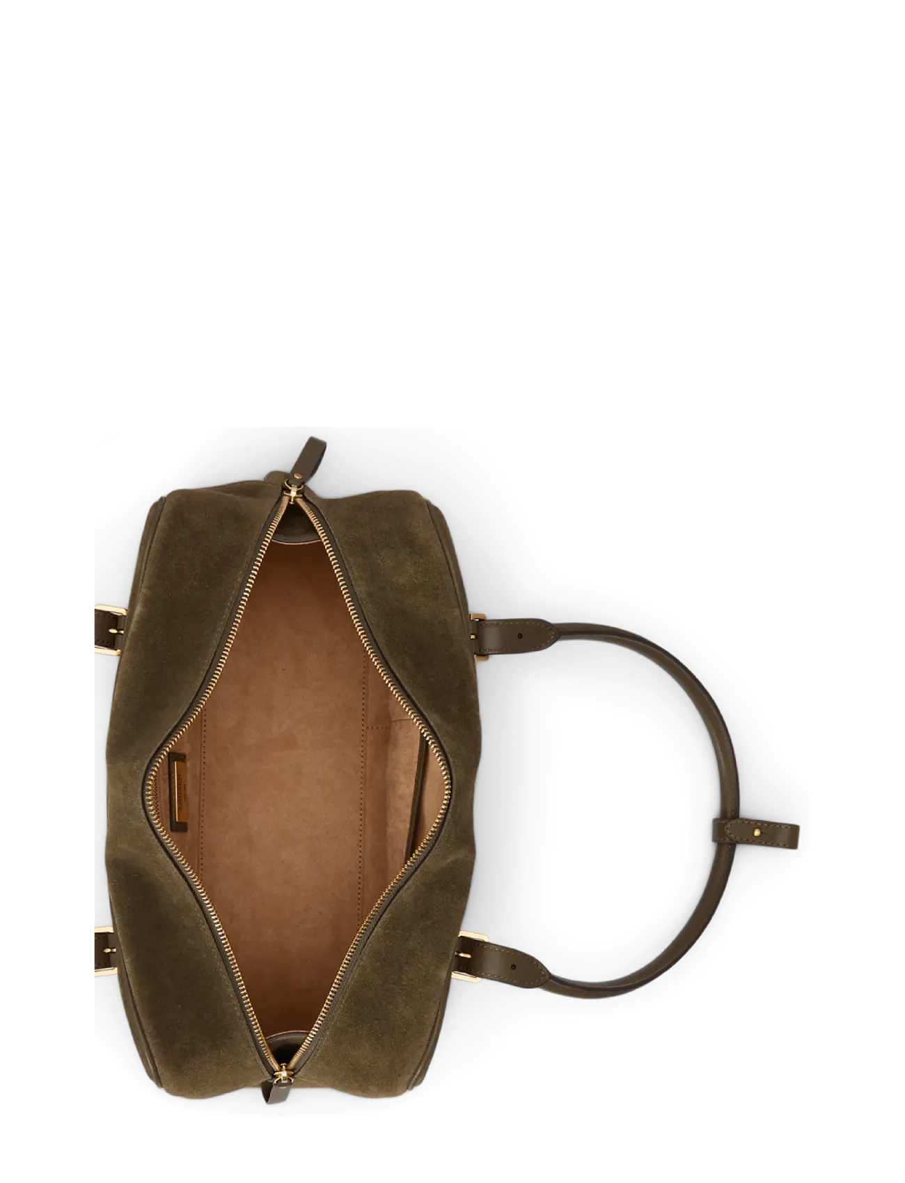 Lauren Ralph Lauren - Suede Large Marcy Zip Satchel - skuldertasker - botanic green/bot - 3