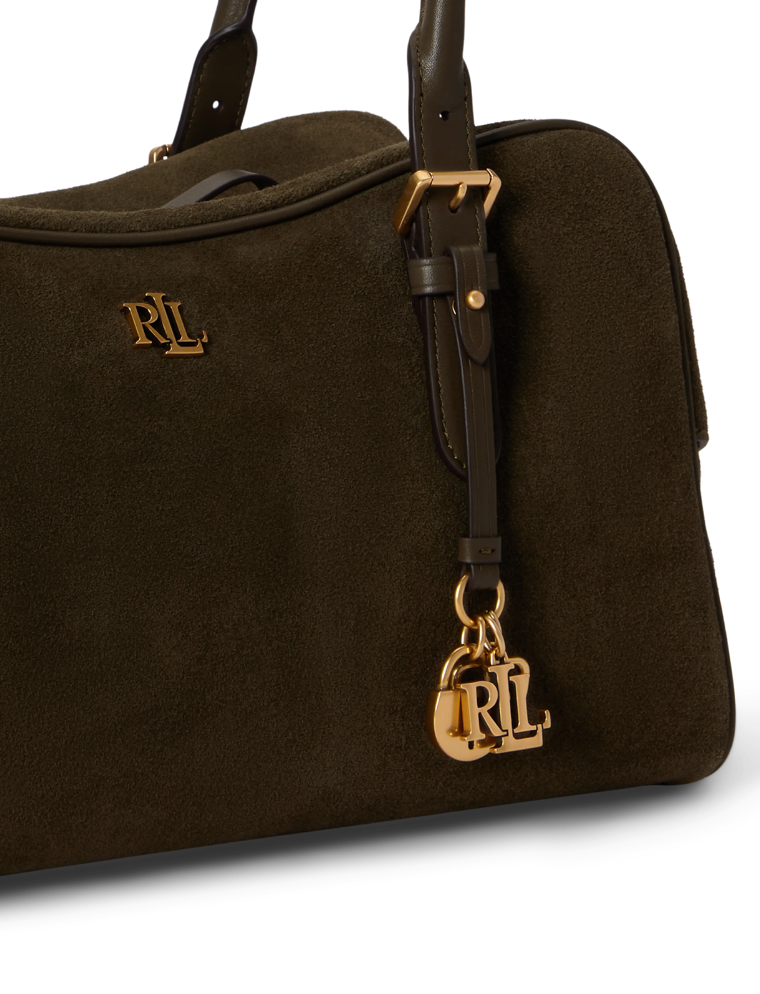 Lauren Ralph Lauren - Suede Large Marcy Zip Satchel - skuldertasker - botanic green/bot - 5