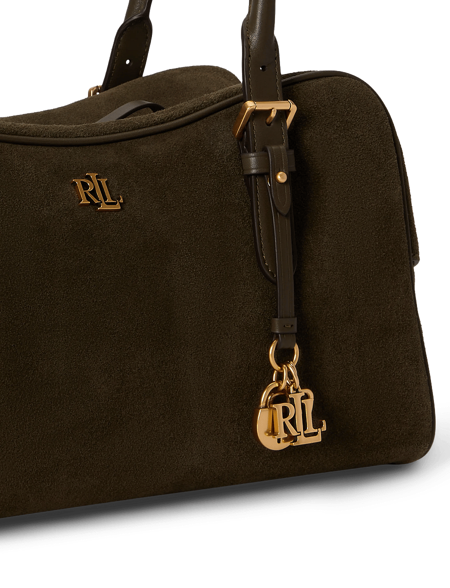 Lauren Ralph Lauren - Suede Large Marcy Zip Satchel - skuldertasker - botanic green/bot - 5
