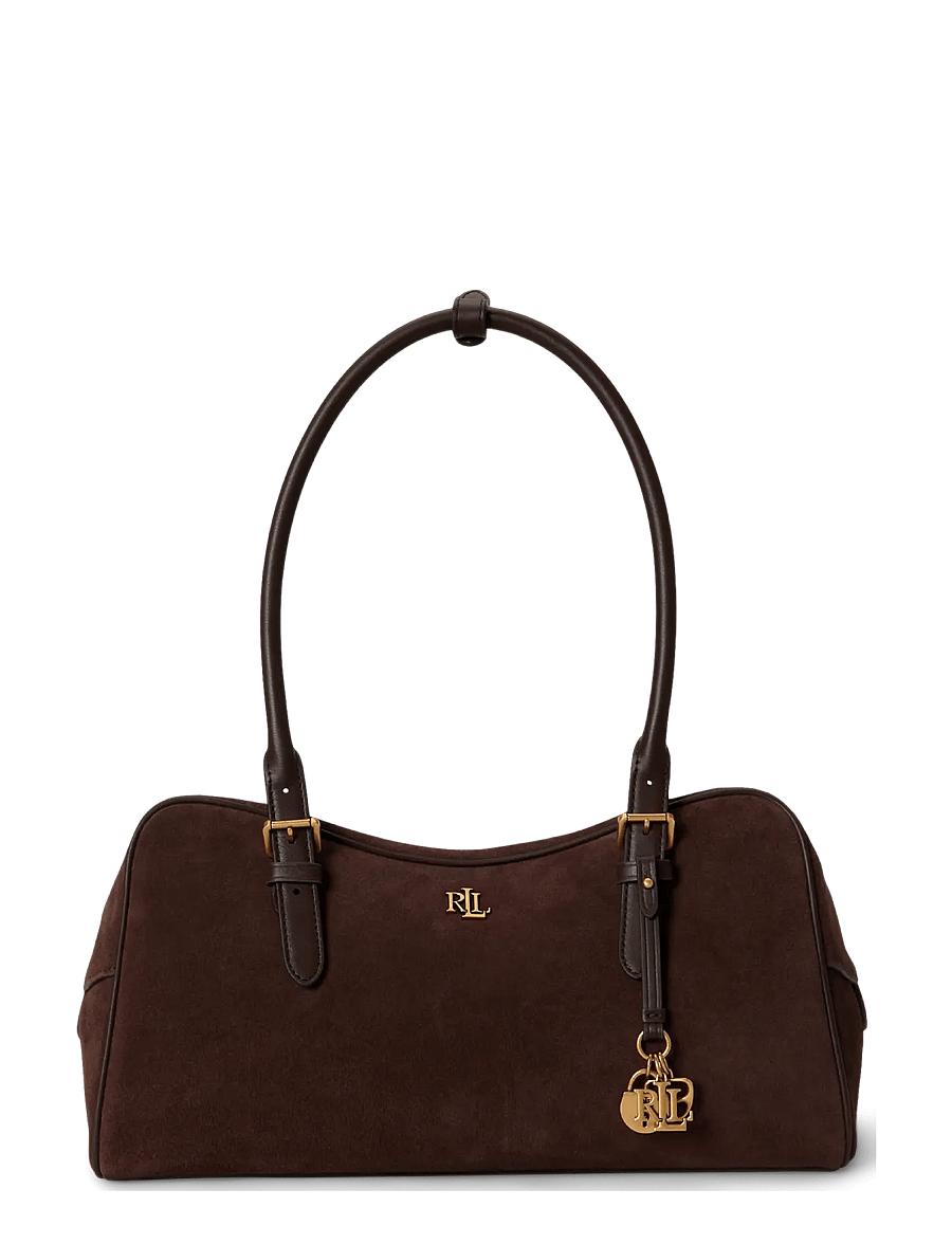 Lauren Ralph Lauren - Suede Large Marcy Zip Satchel - skuldertasker - chestnut brown/ch - 0