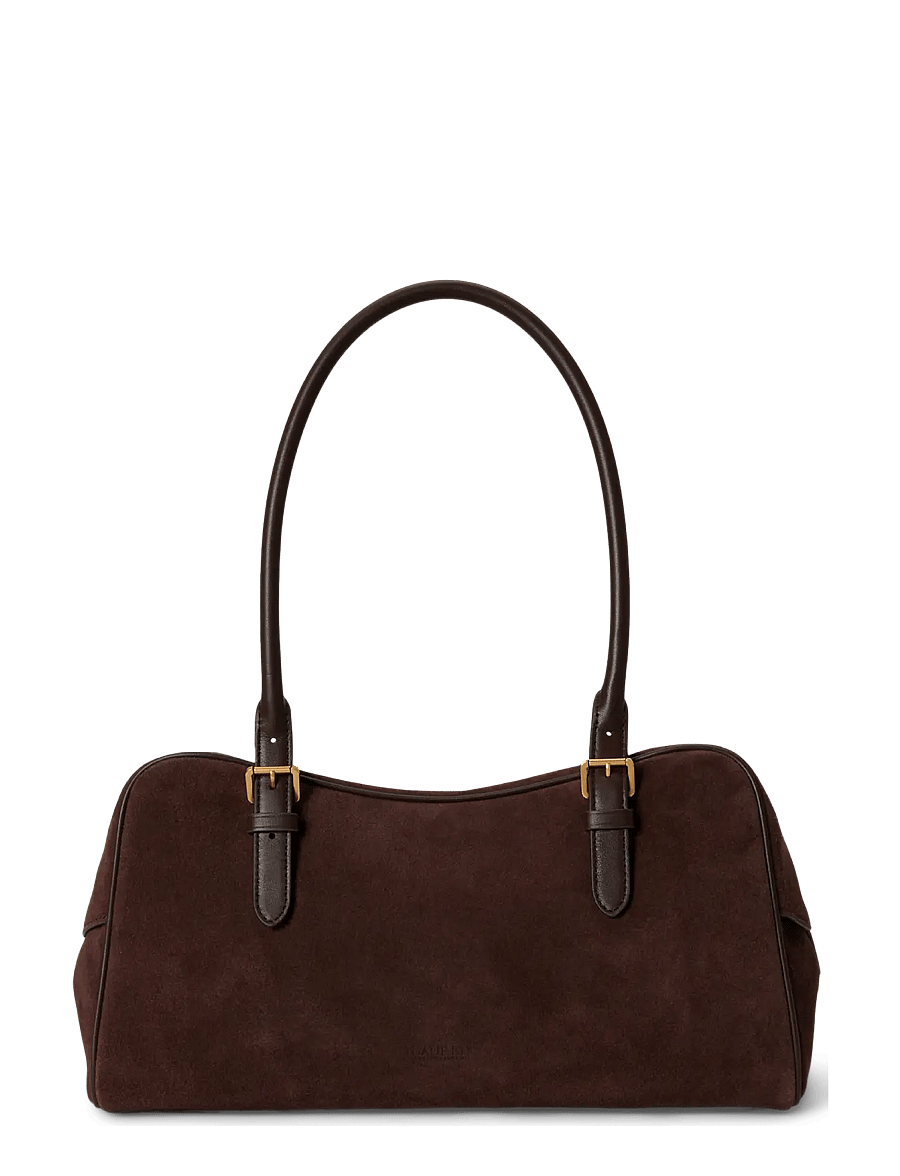 Lauren Ralph Lauren - Suede Large Marcy Zip Satchel - skuldertasker - chestnut brown/ch - 1