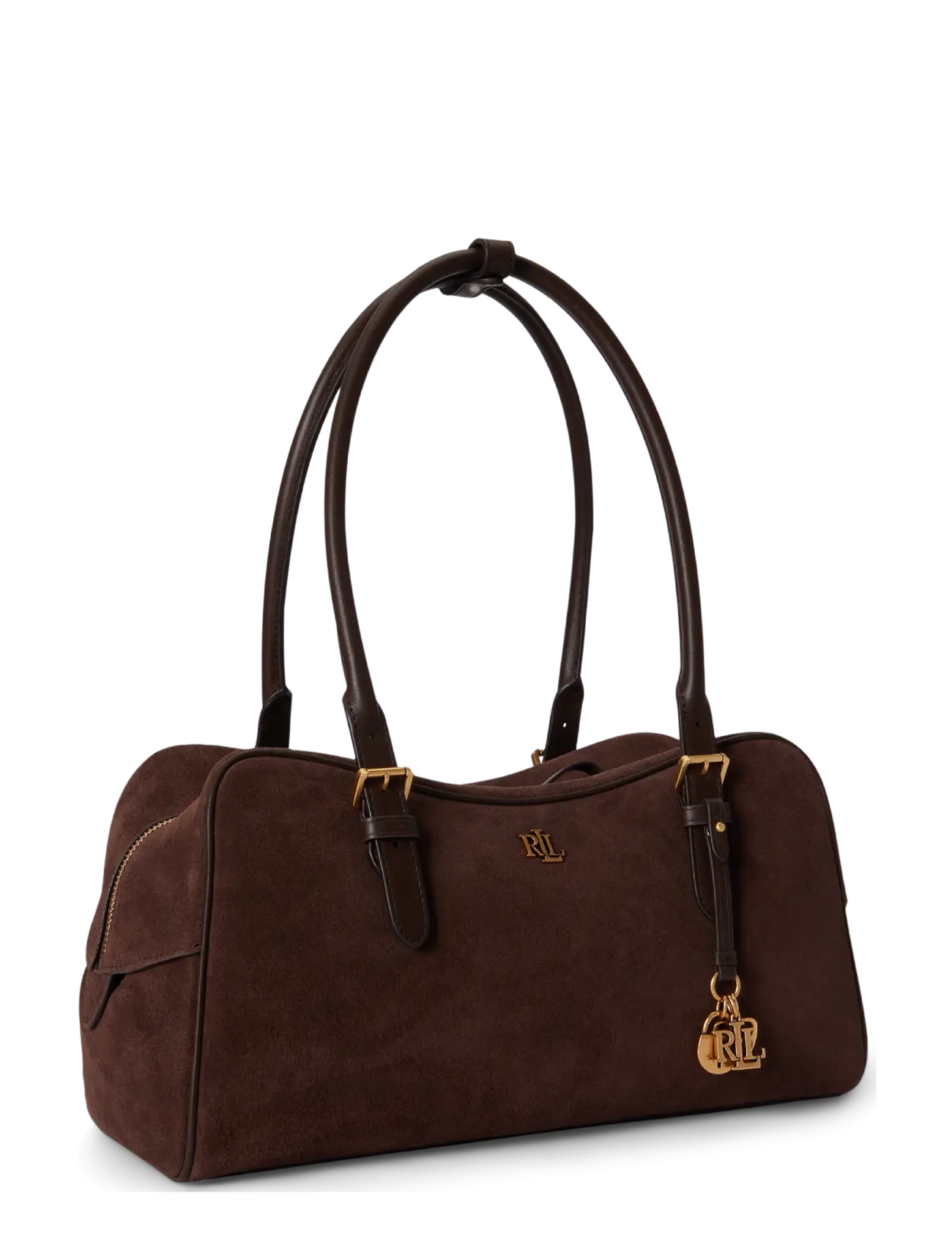 Lauren Ralph Lauren - Suede Large Marcy Zip Satchel - skuldertasker - chestnut brown/ch - 2