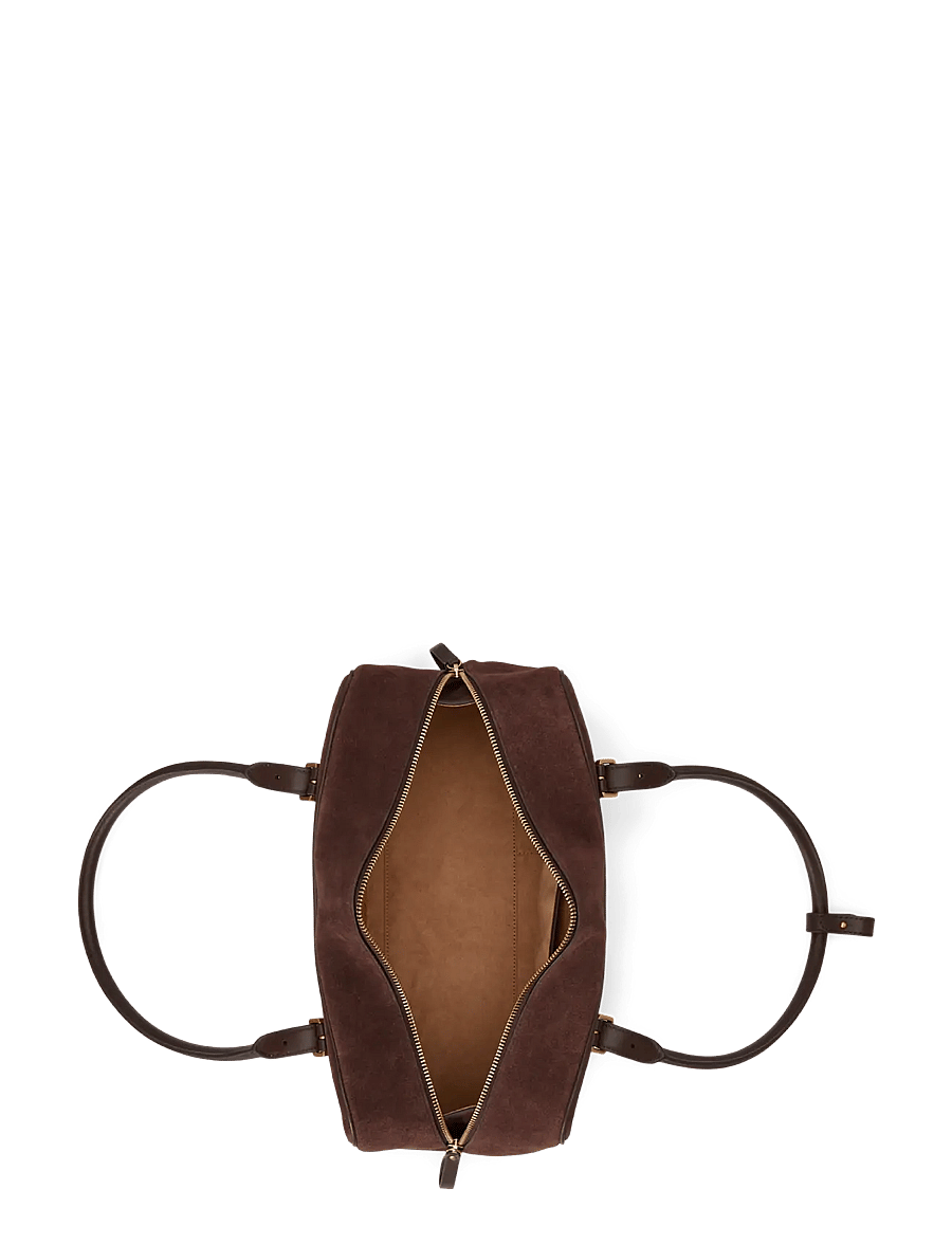 Lauren Ralph Lauren - Suede Large Marcy Zip Satchel - skuldertasker - chestnut brown/ch - 3