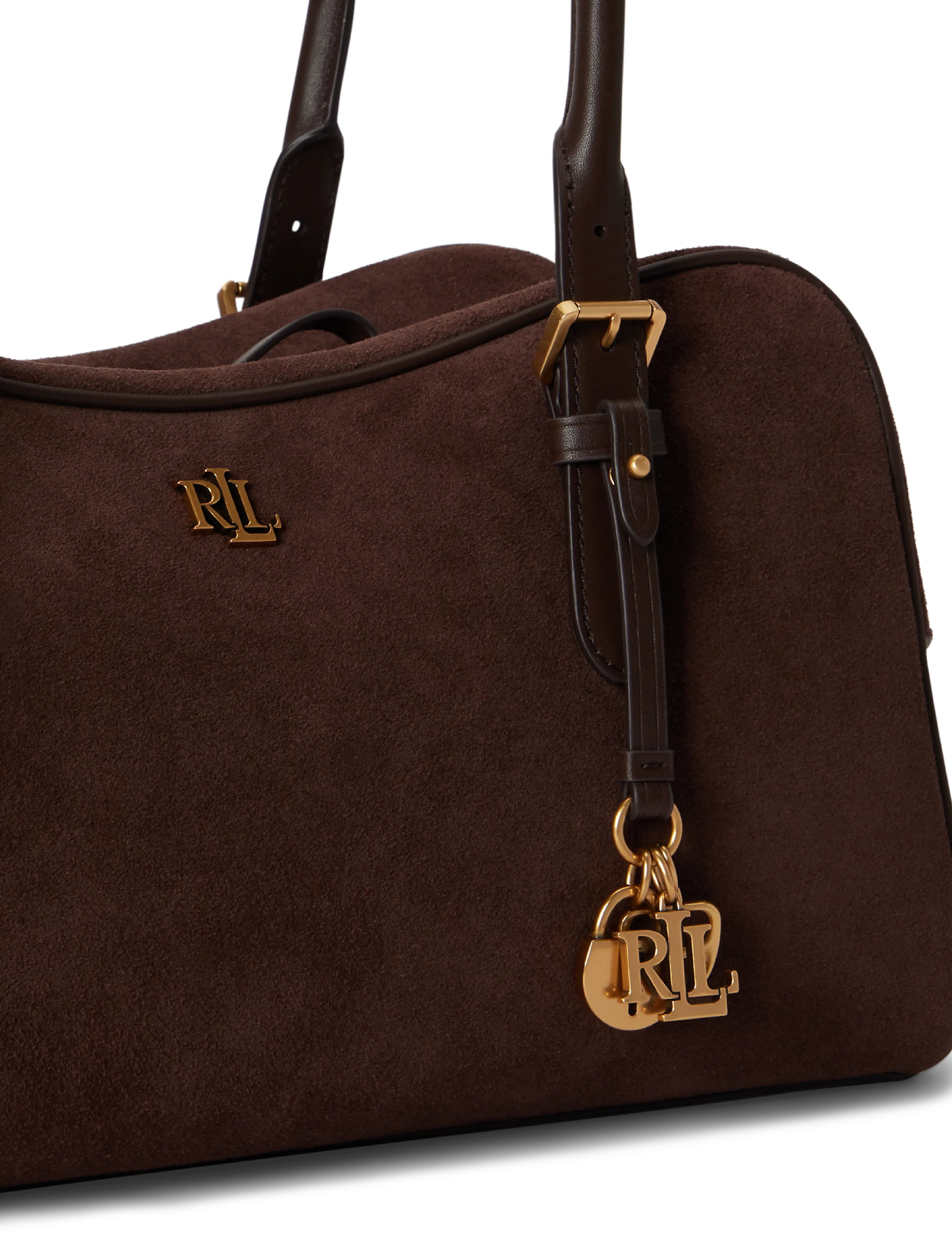 Lauren Ralph Lauren - Suede Large Marcy Zip Satchel - skuldertasker - chestnut brown/ch - 5