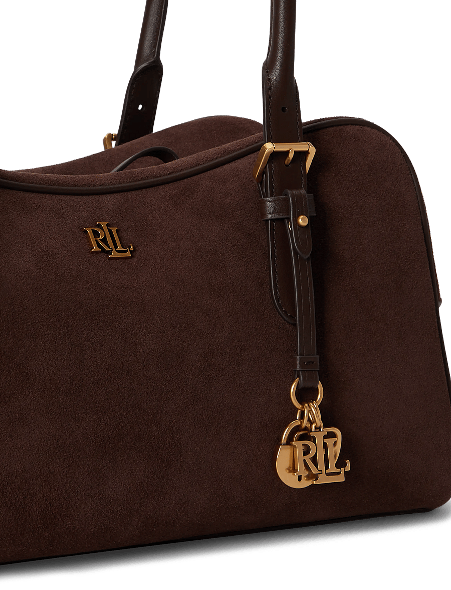 Lauren Ralph Lauren - Suede Large Marcy Zip Satchel - skuldertasker - chestnut brown/ch - 5