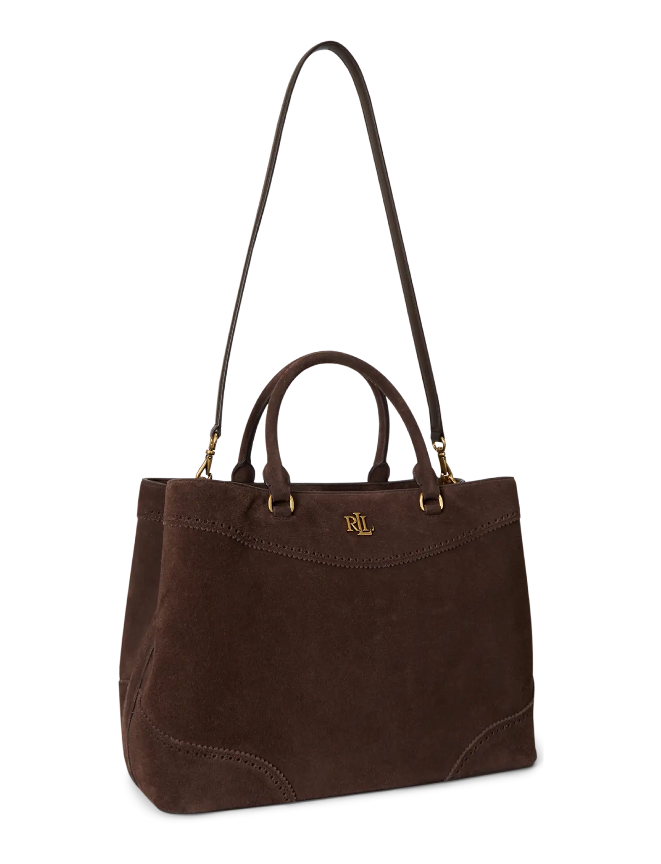Lauren Ralph Lauren - Perforated Suede Large Marcy Satchel - særlige begivenheder - chestnut brown/ch - 2