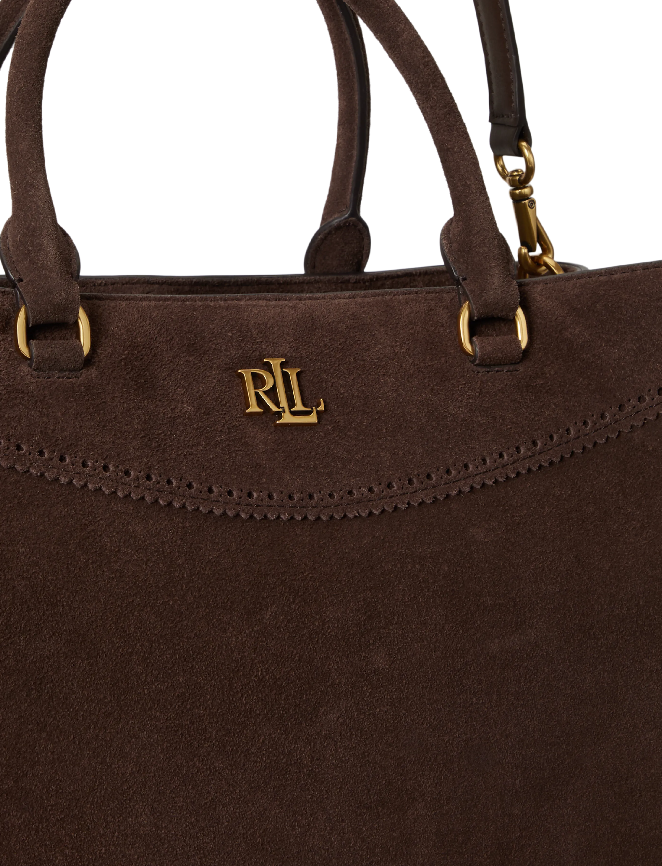 Lauren Ralph Lauren - Perforated Suede Large Marcy Satchel - særlige begivenheder - chestnut brown/ch - 5