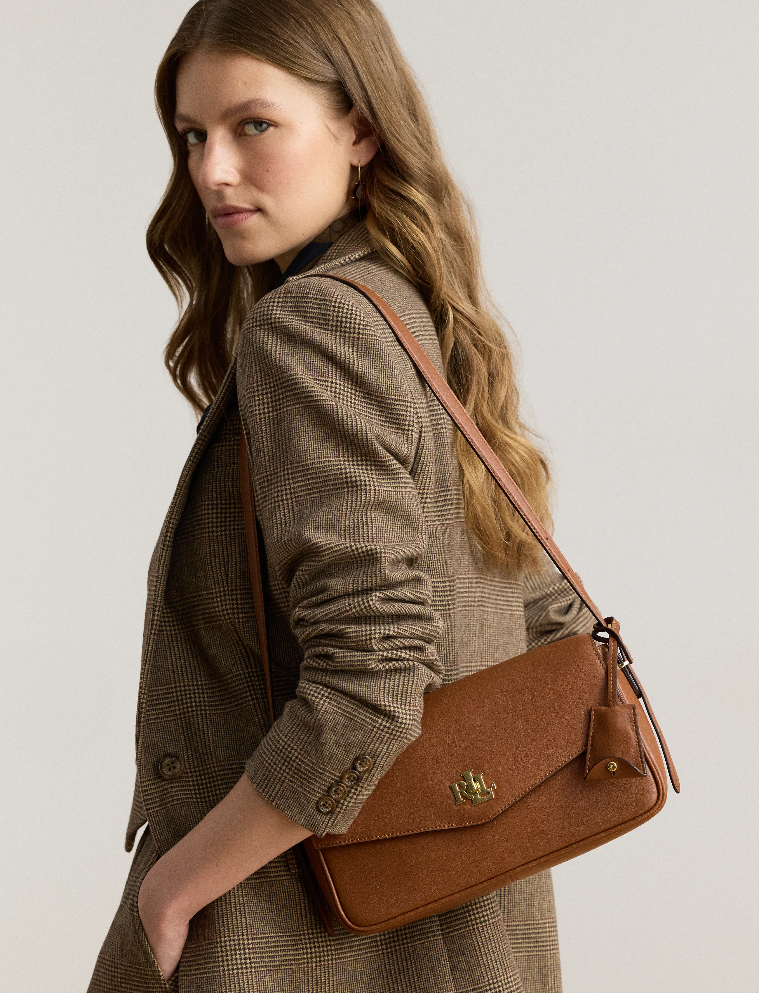 Lauren Ralph Lauren - Nappa Leather Medium Farrah Shoulder Bag - lauren tan - 5
