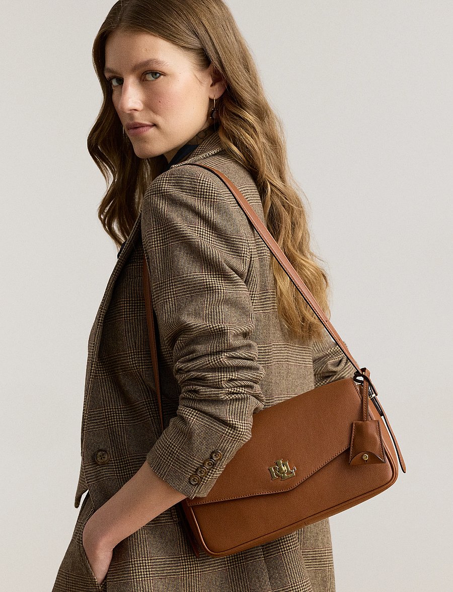 Lauren Ralph Lauren - Nappa Leather Medium Farrah Shoulder Bag - lauren tan - 5