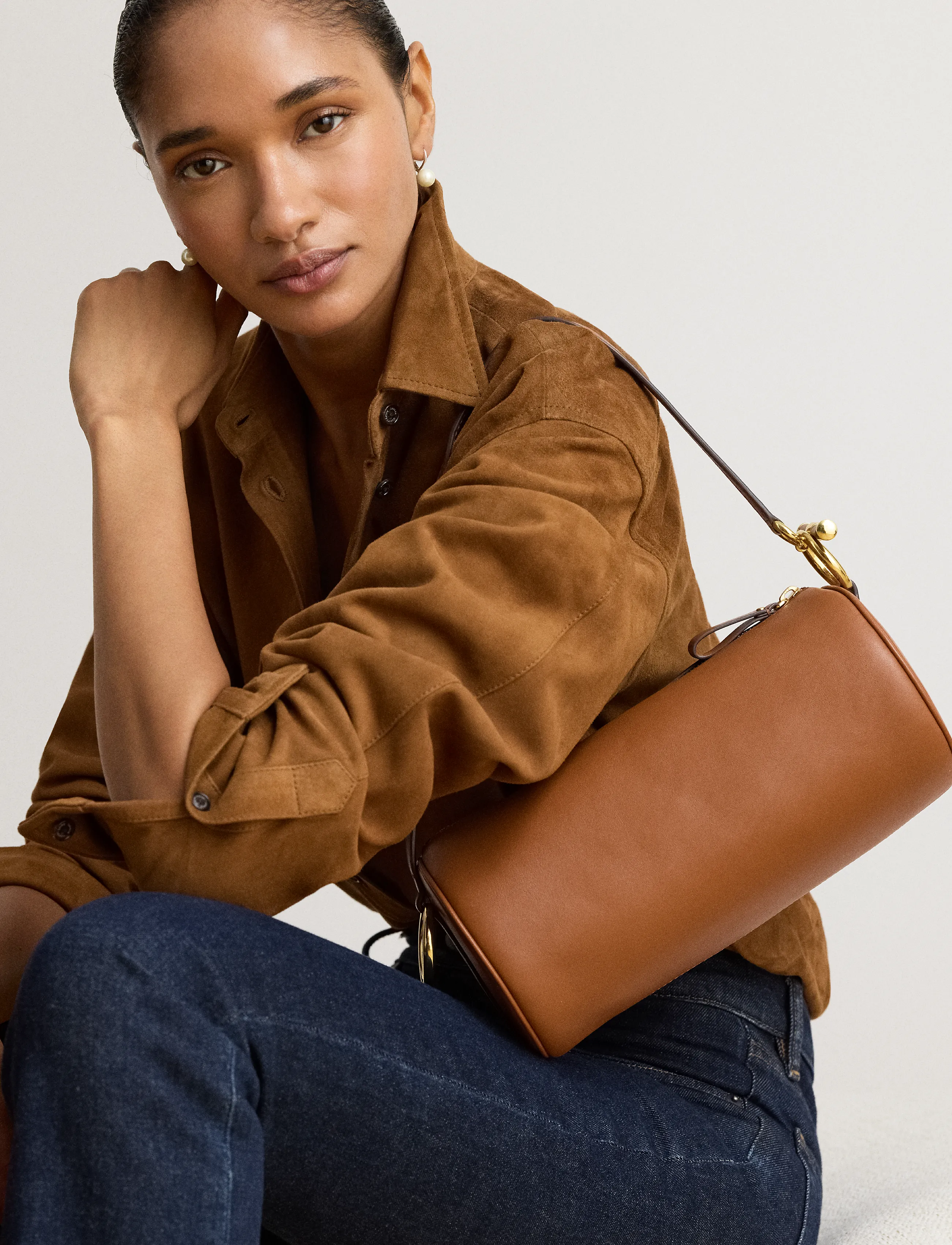 Lauren Ralph Lauren - Nappa Leather Medium Blaike Barrel Bag - vardagsstil - lauren tan - 4