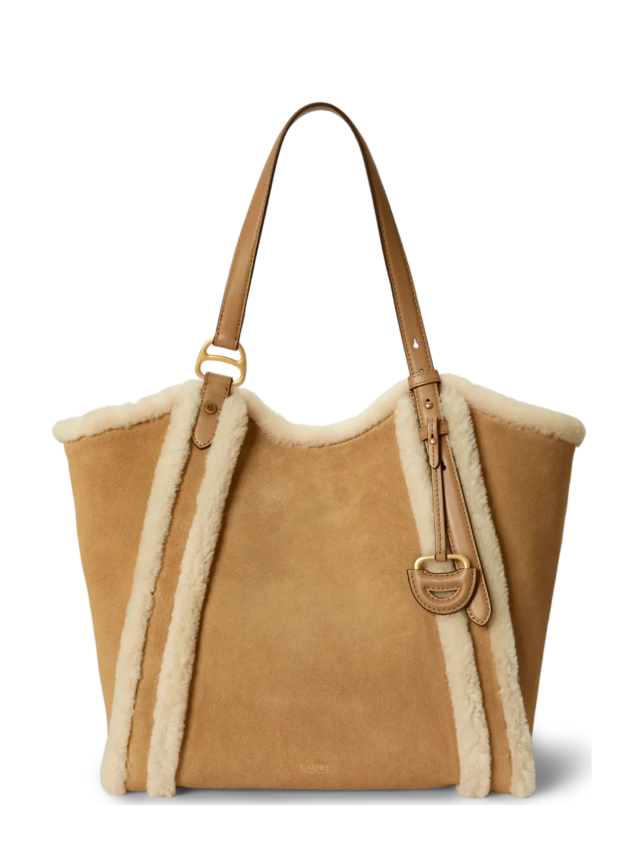 Lauren Ralph Lauren Shearling-Trim Large Tasha Tote Bag - Väskor - CAMEL/NATURAL / beige