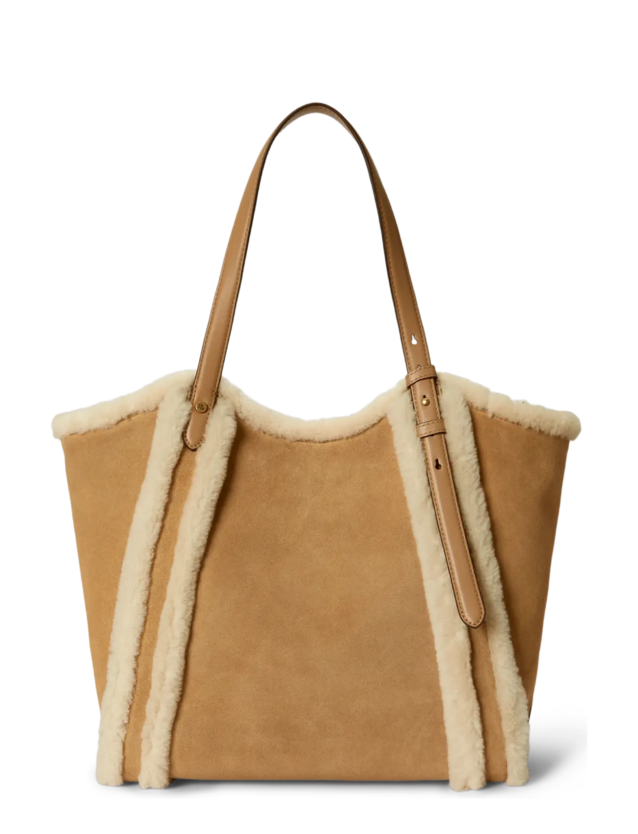Shearling-Trim Large Tasha Tote Bag 2