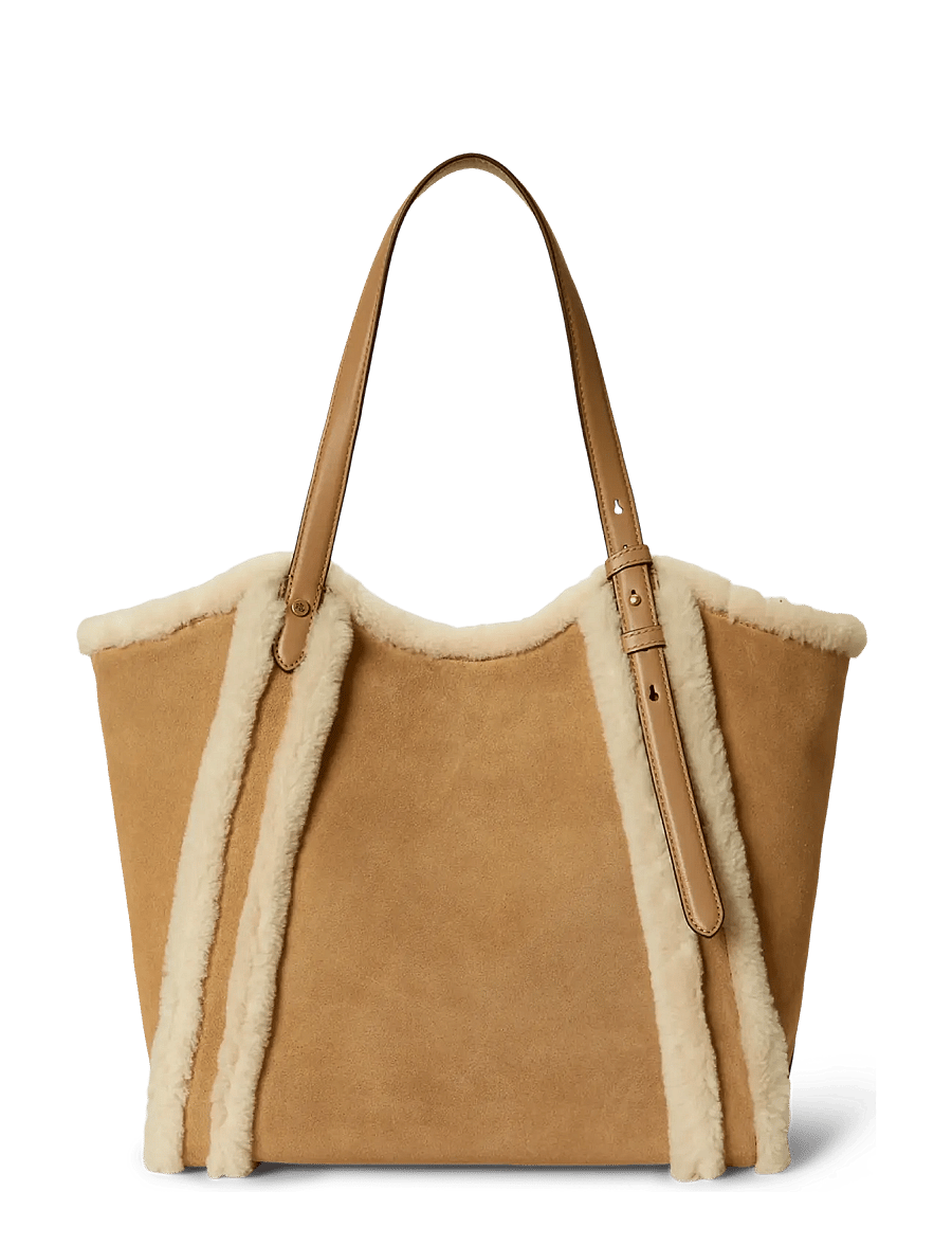 Lauren Ralph Lauren - Shearling-Trim Large Tasha Tote Bag - camel/natural - 1