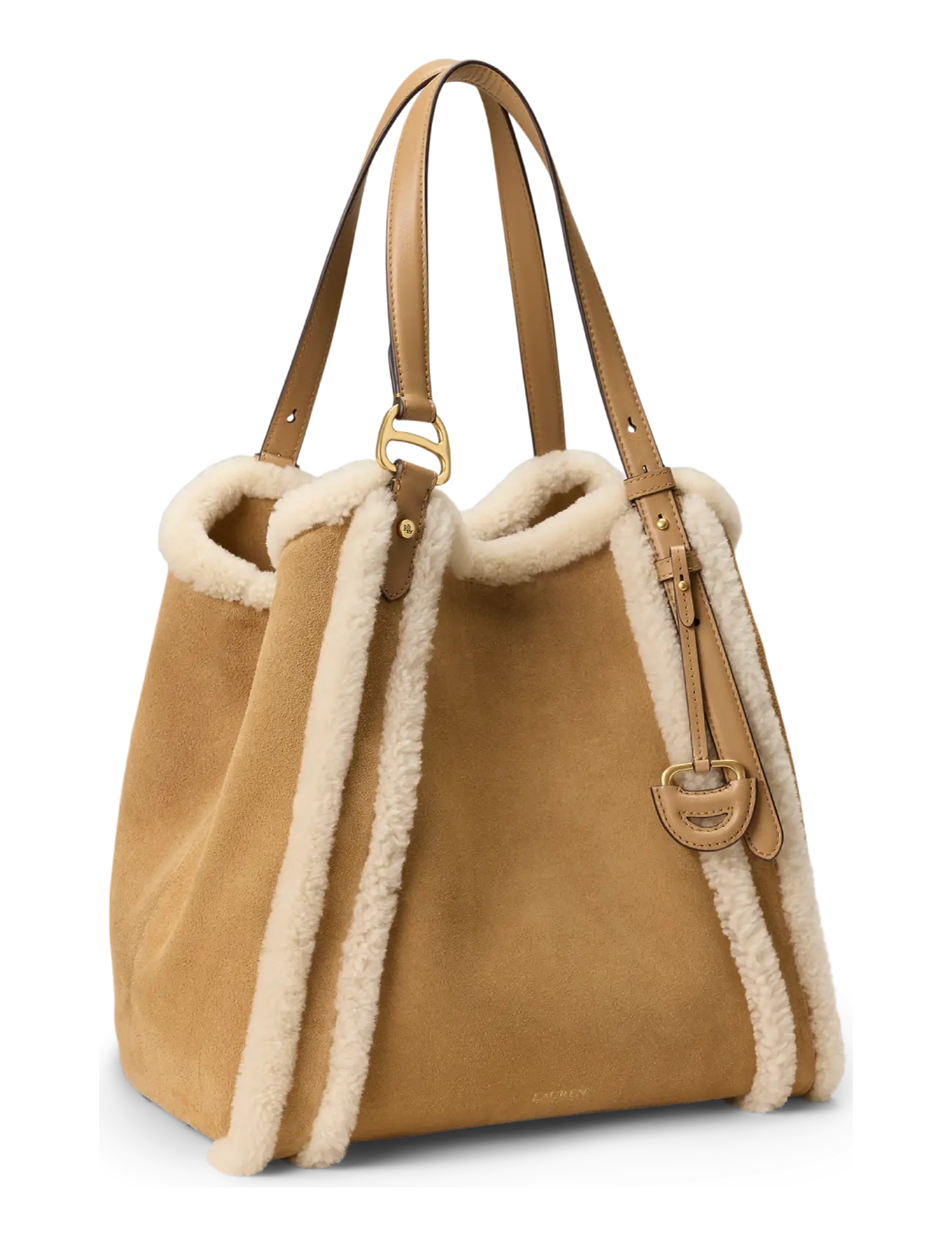 Shearling-Trim Large Tasha Tote Bag 3